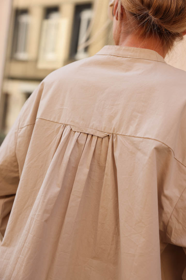 Victoire beige mandarin collar blouse