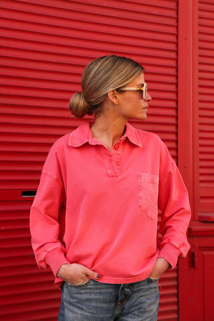 Polo Aristide rouge délavé