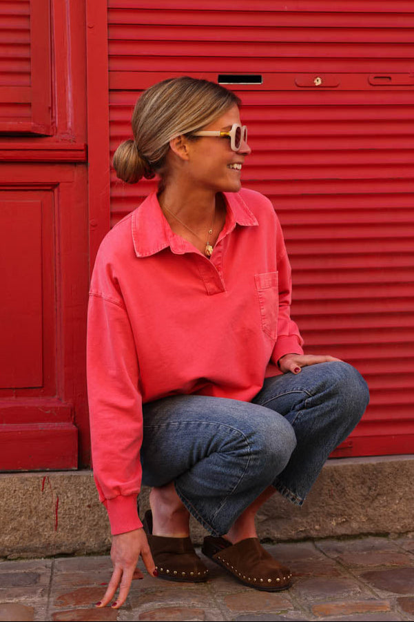 Polo Aristide rouge délavé