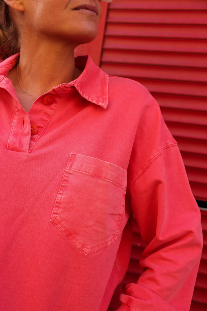 Polo Aristide rouge délavé