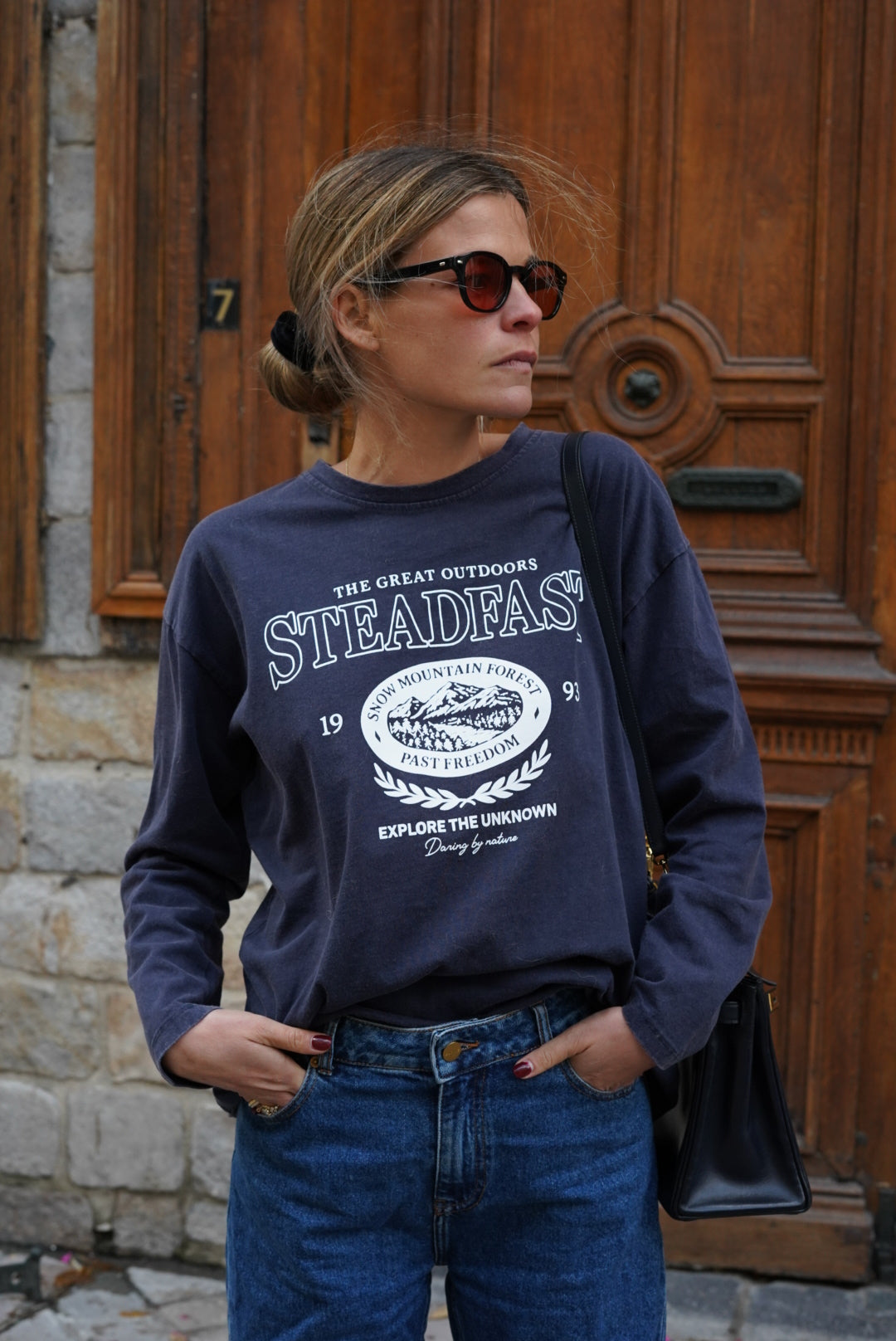 T-shirt Simon inscription marine