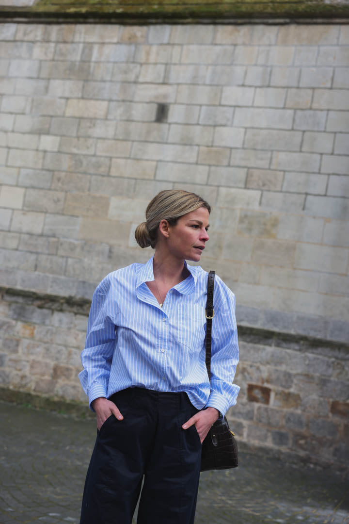 Paola sky blue stripe shirt