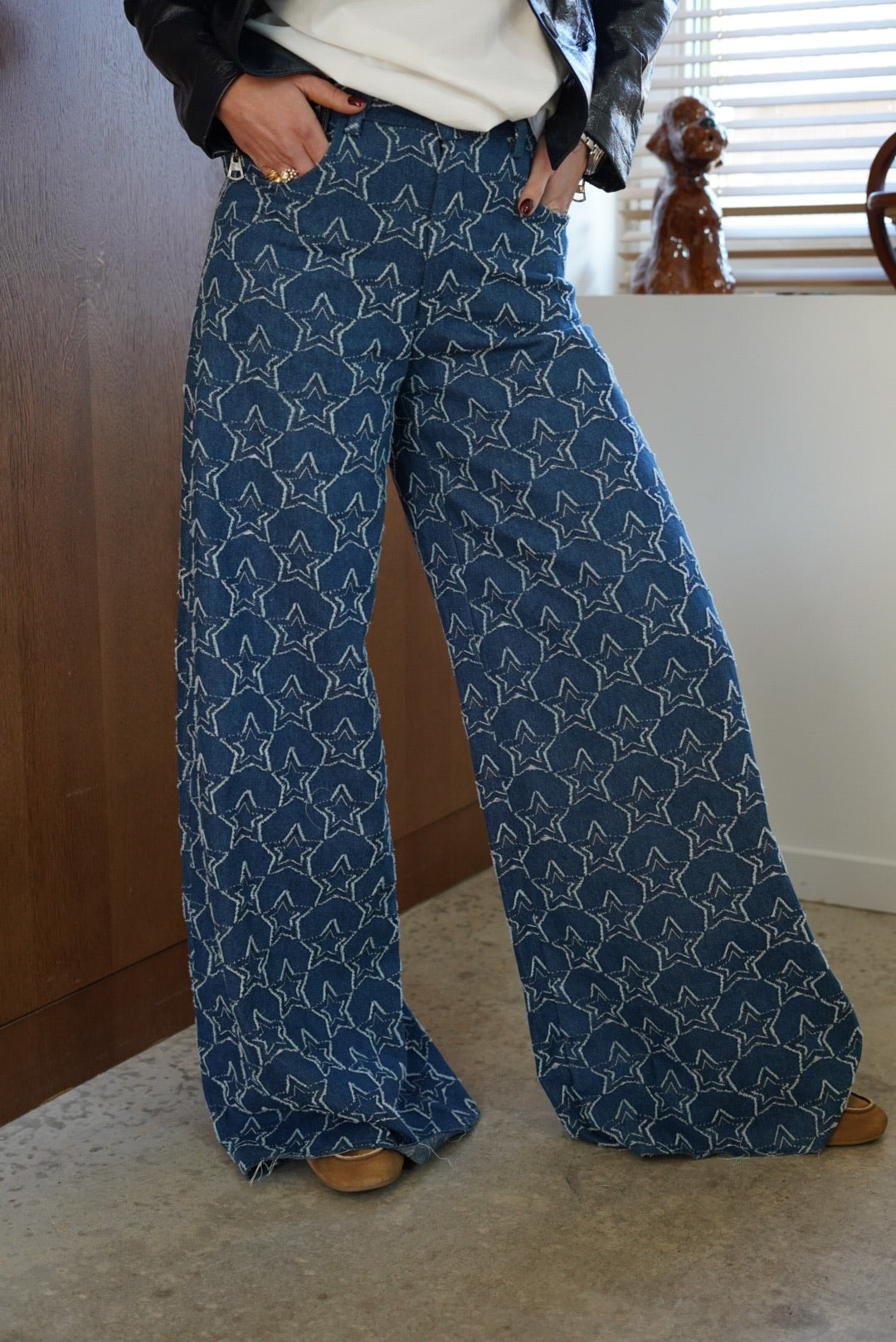 Isaac extra-wide star-print jeans