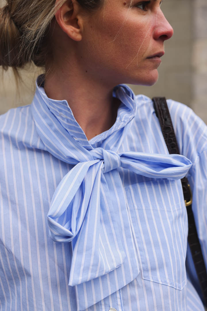 Paola sky blue stripe shirt