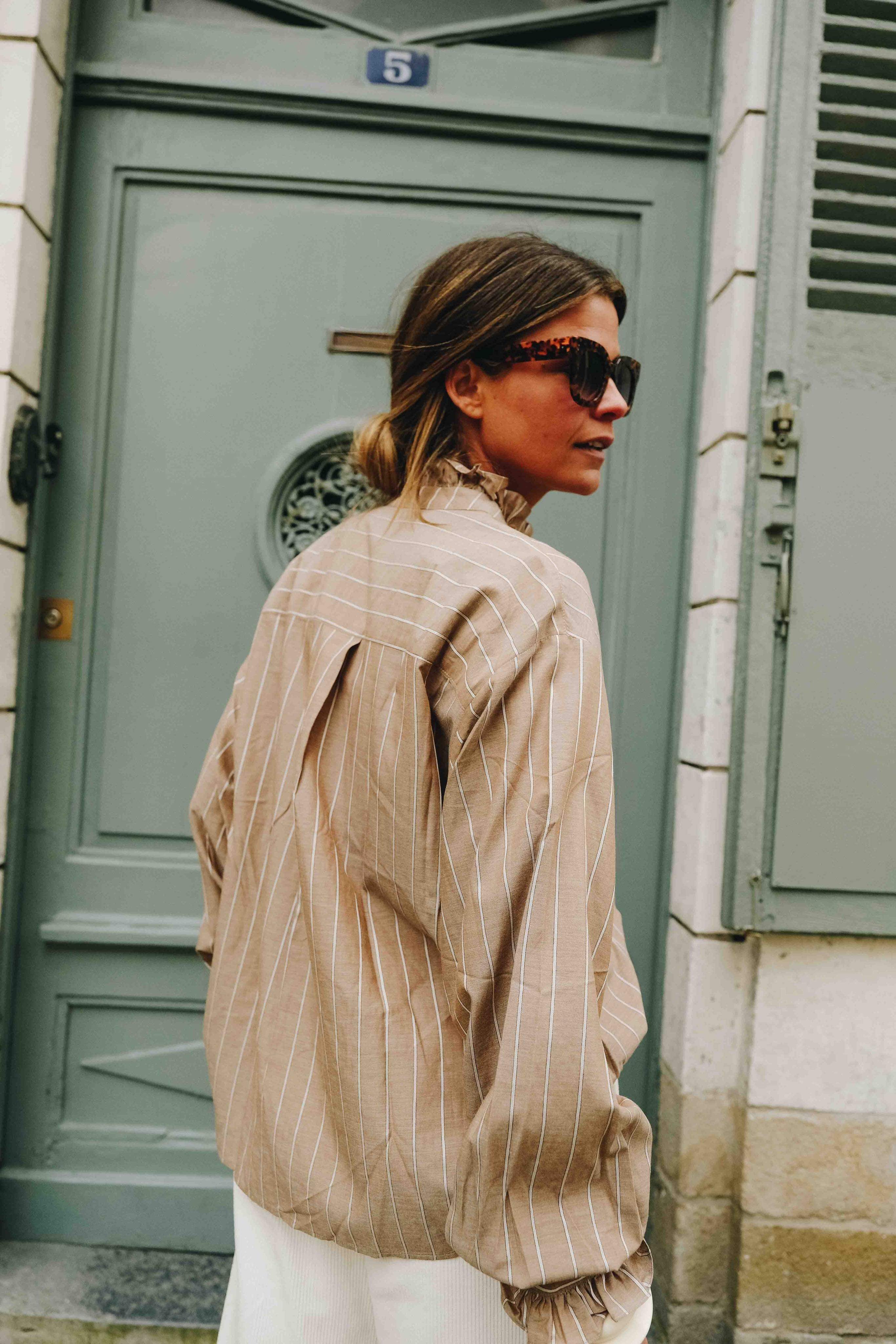 Blouse GARANCE rayure camel/beige