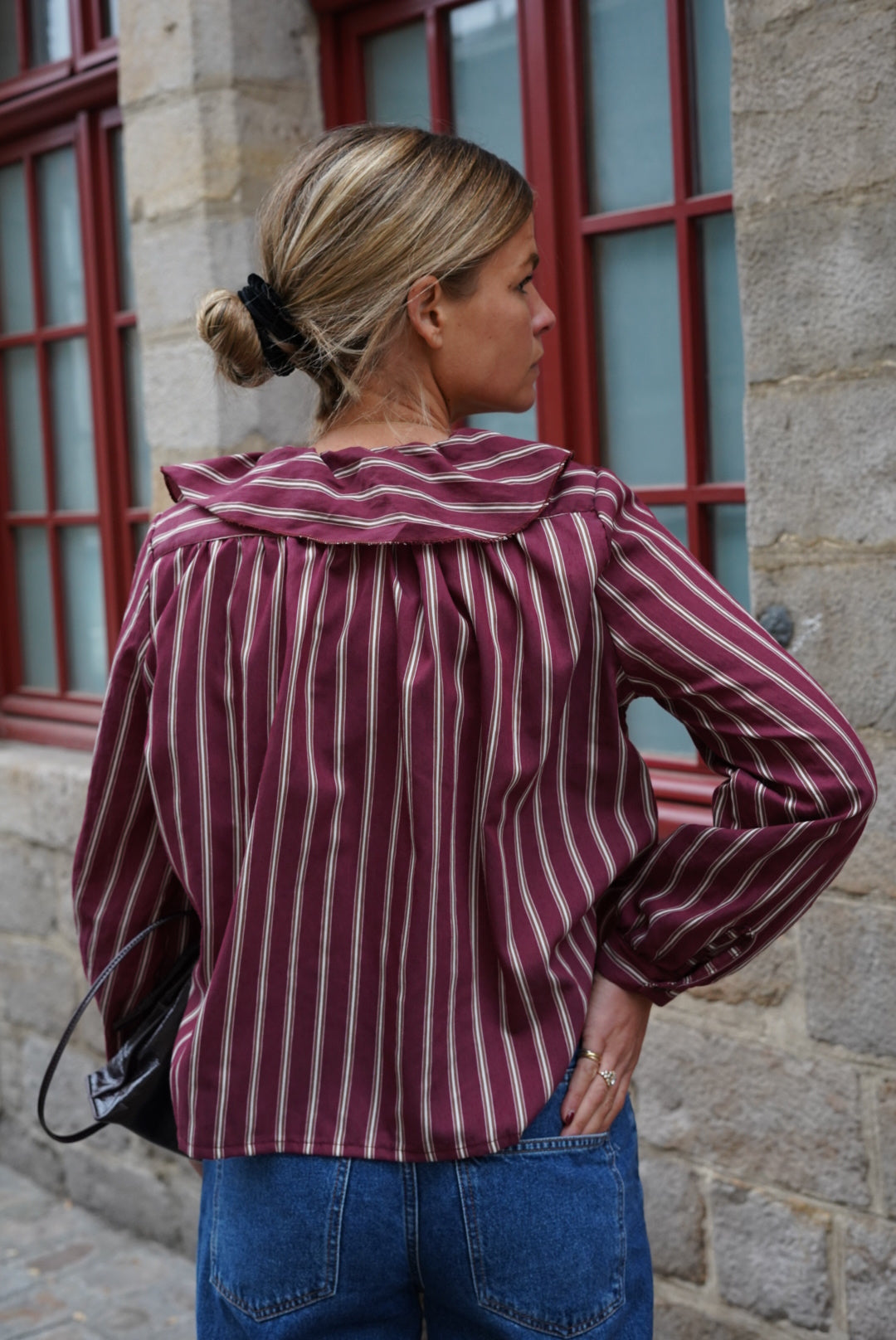 Blouse Olympe rayure bordeaux