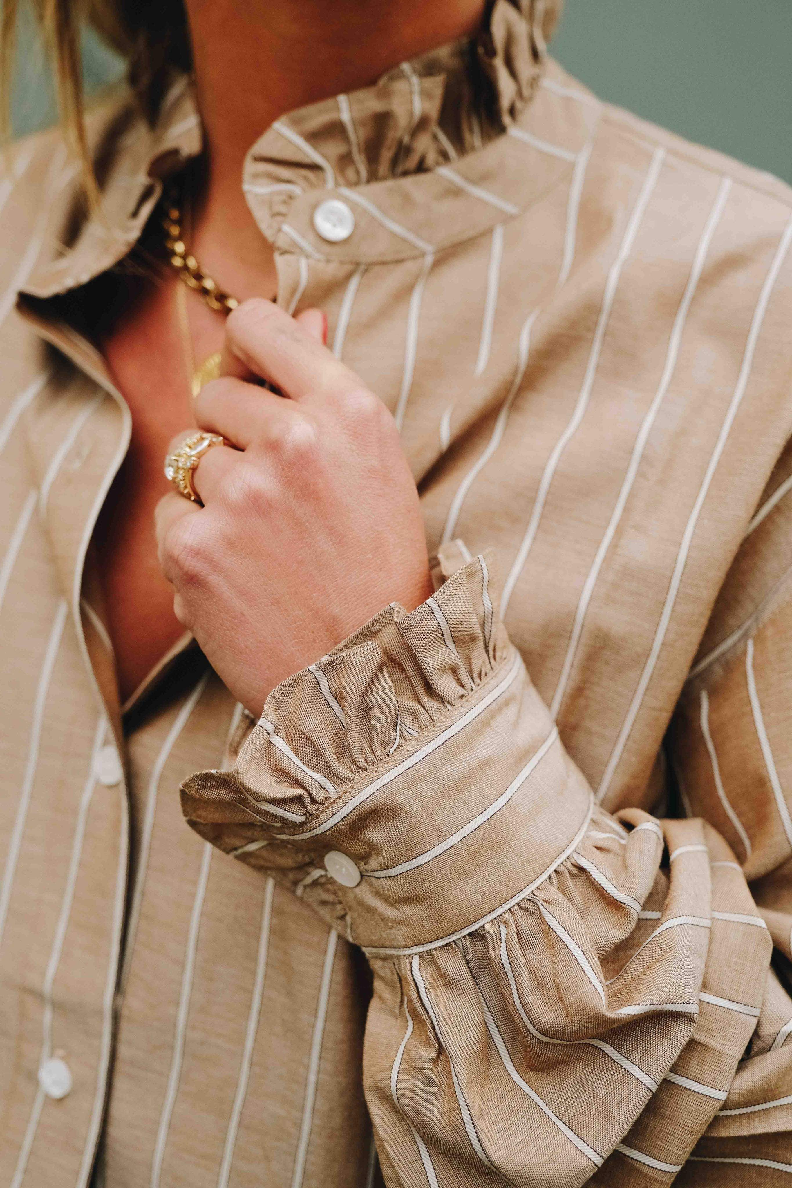 Blouse GARANCE rayure camel/beige