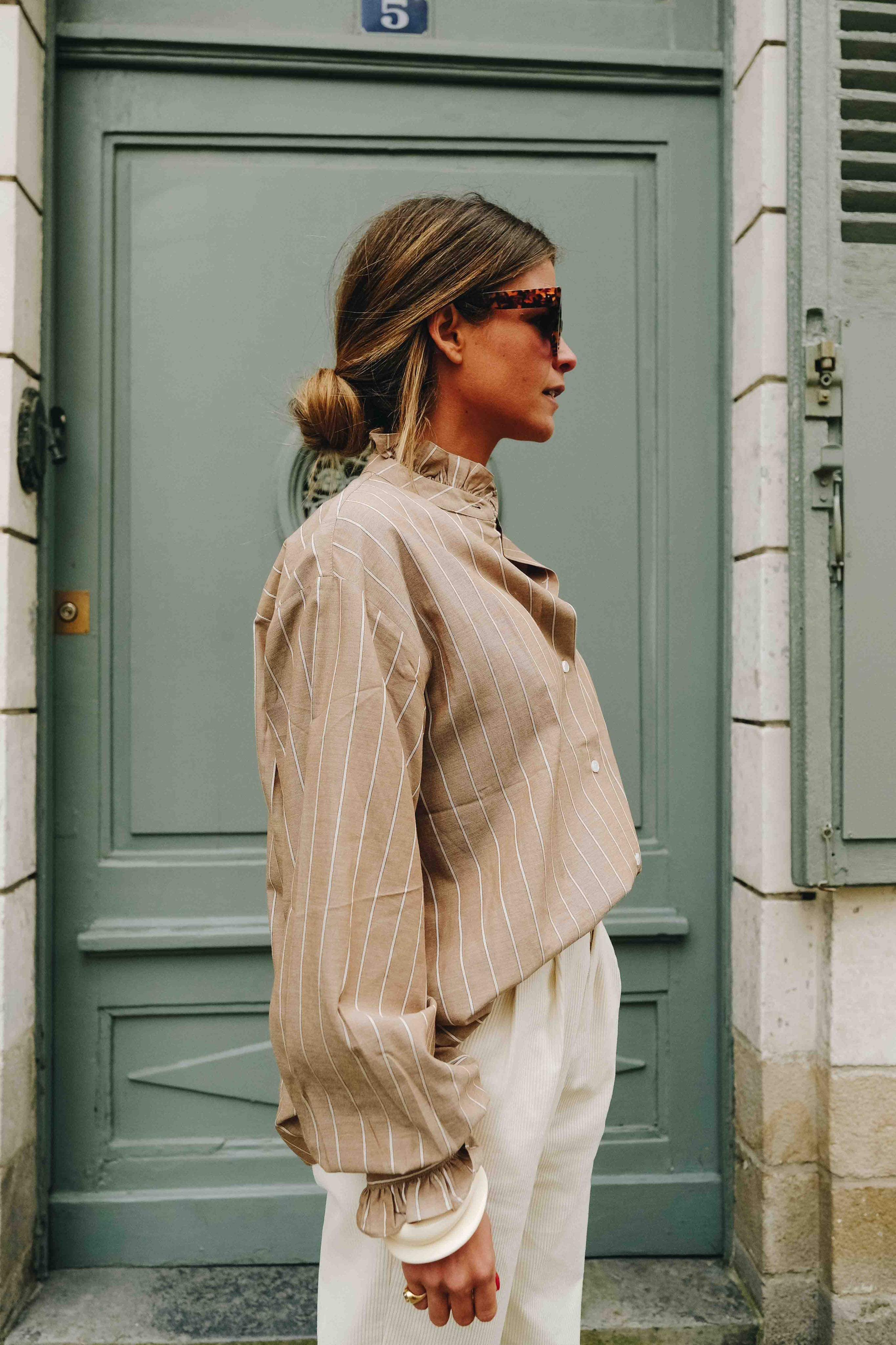 Blouse GARANCE rayure camel/beige