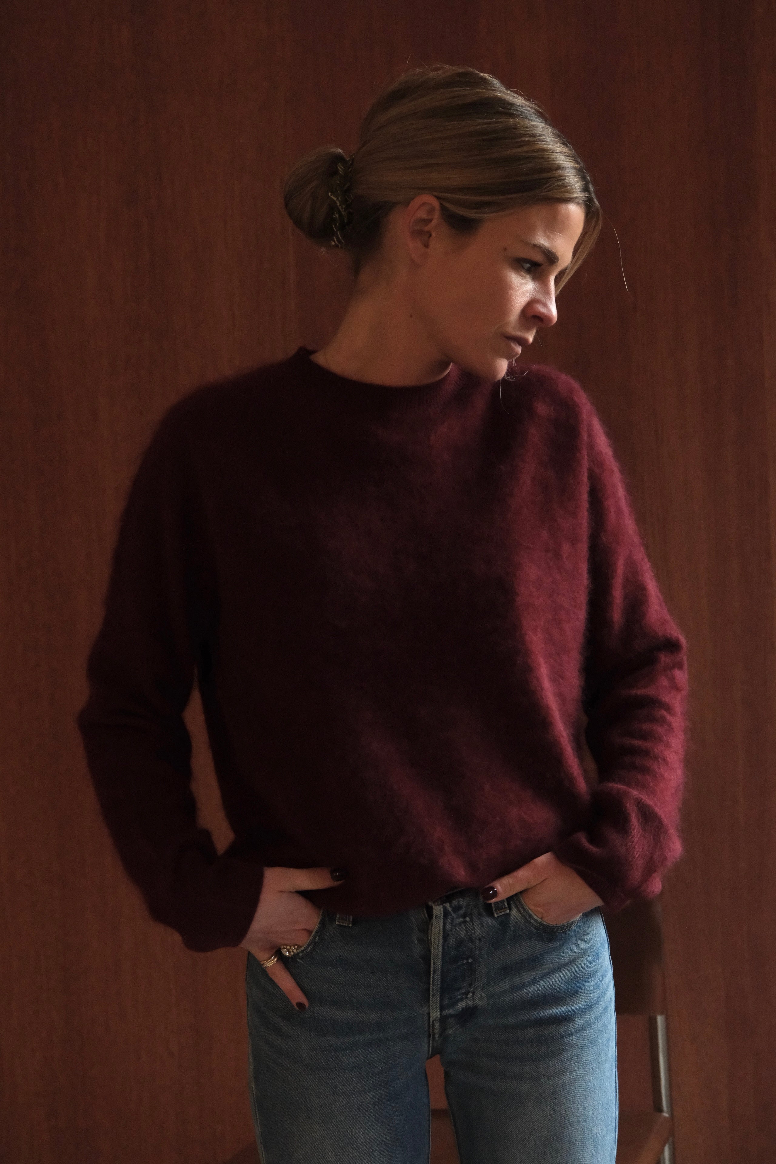 Pull Augustin laine bordeaux
