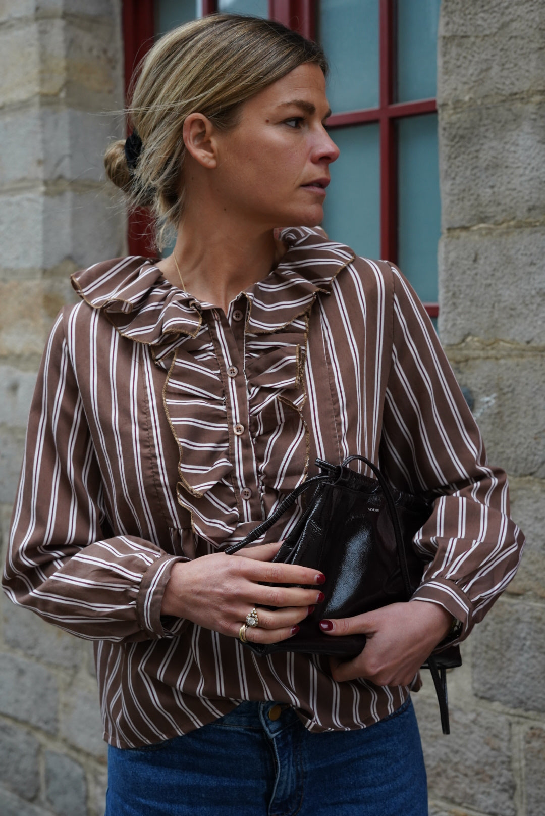 Blouse Olympe rayure moka