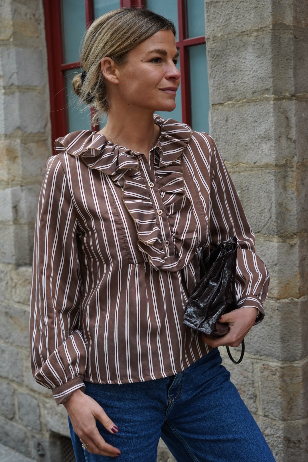 Blouse Olympe rayure moka