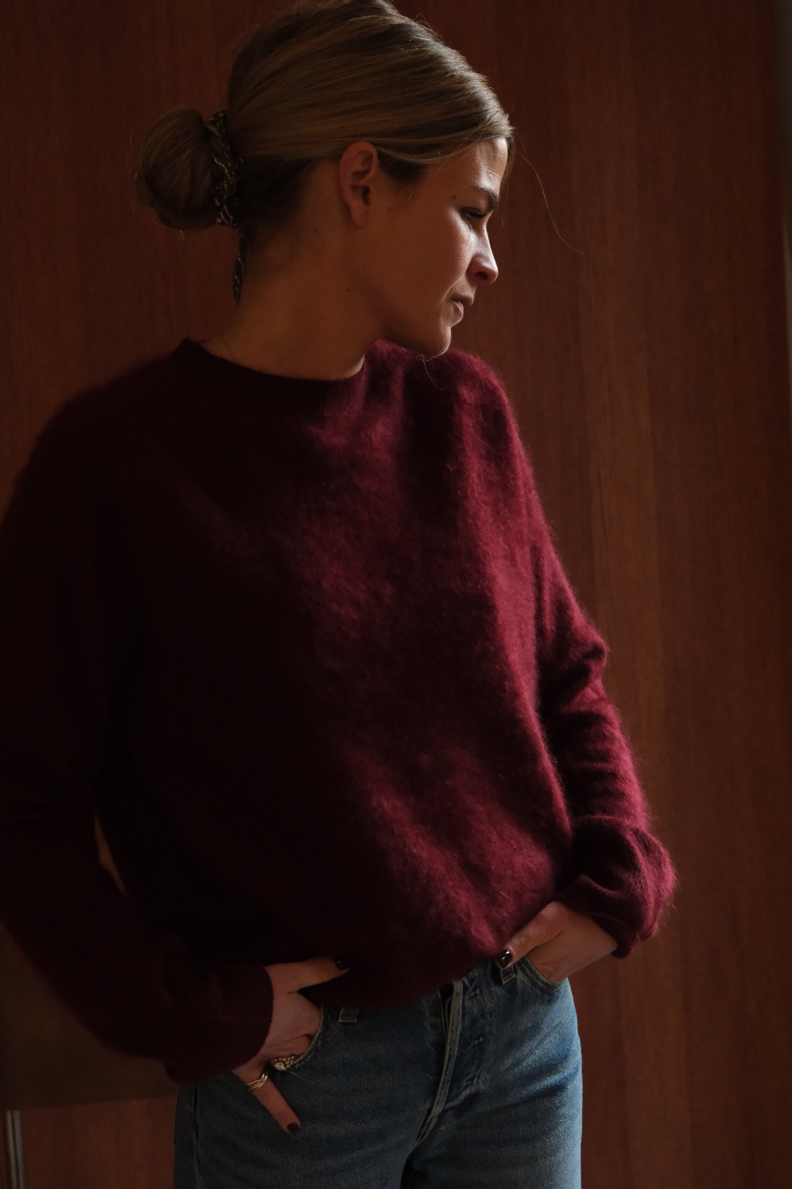 Pull Augustin laine bordeaux