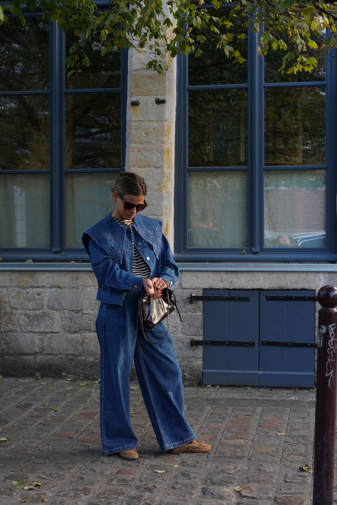 Jean large Romain bleu