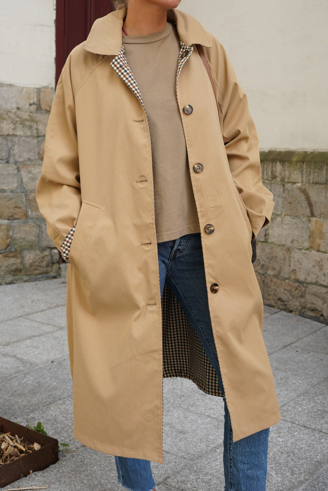 Trench Amaury réversible beige/vichy