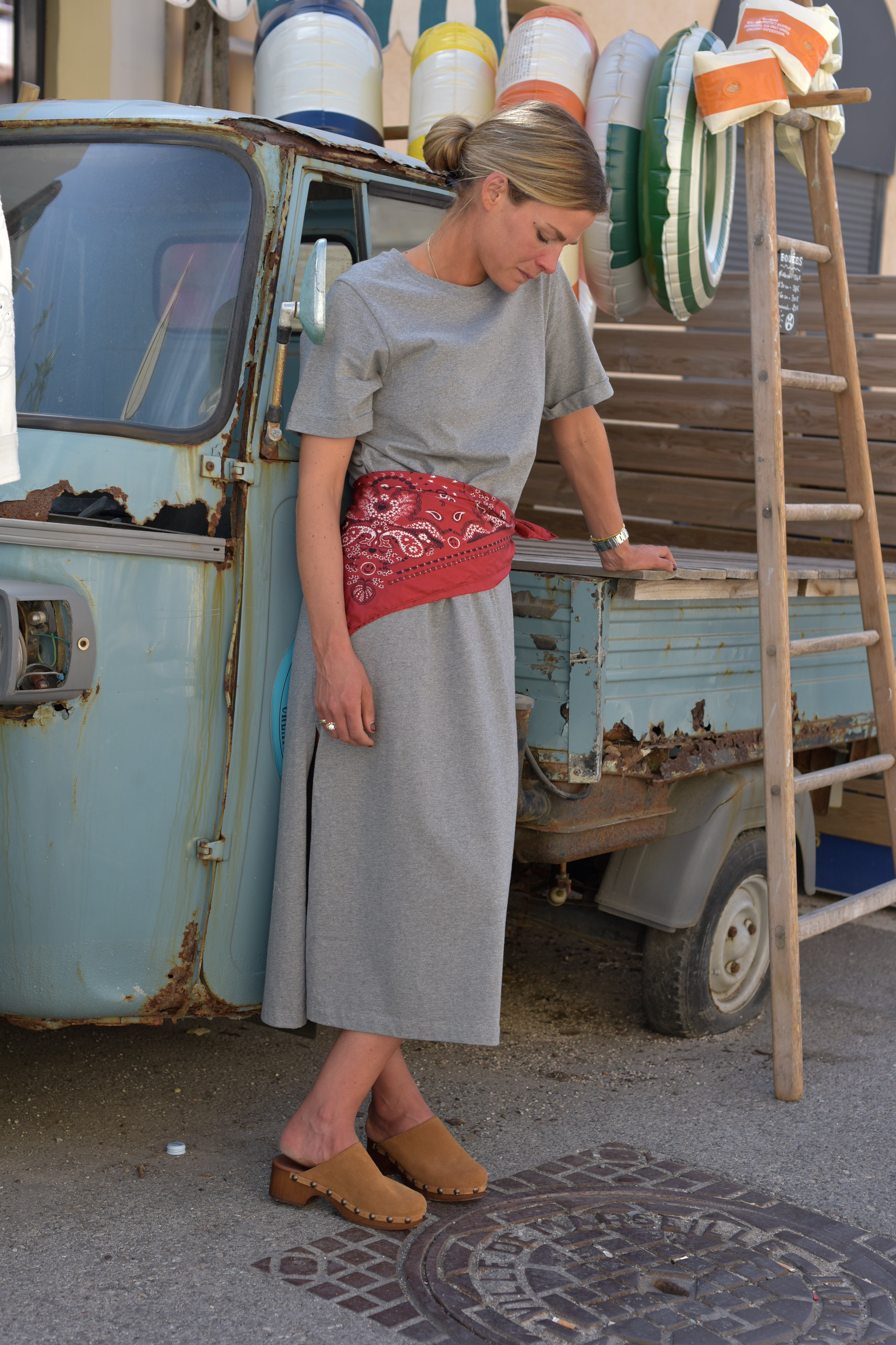 Robe t-shirt ALEXIA gris chiné
