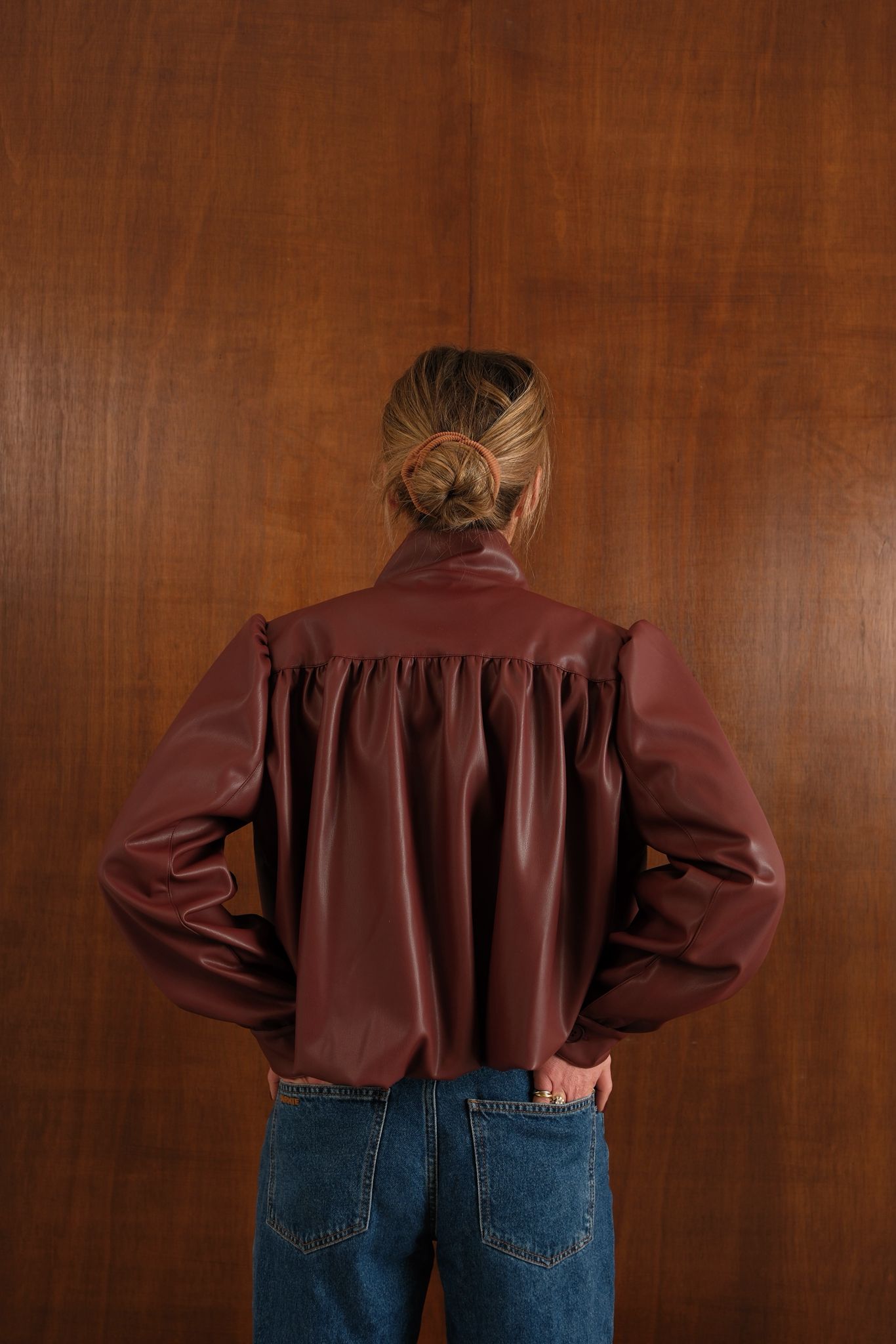 Veste Iris similicuir brique