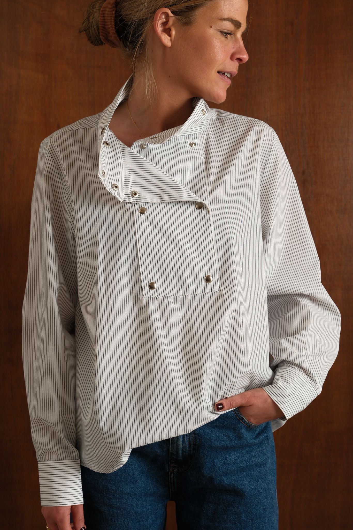 Blouse Nina rayure blanc/marine