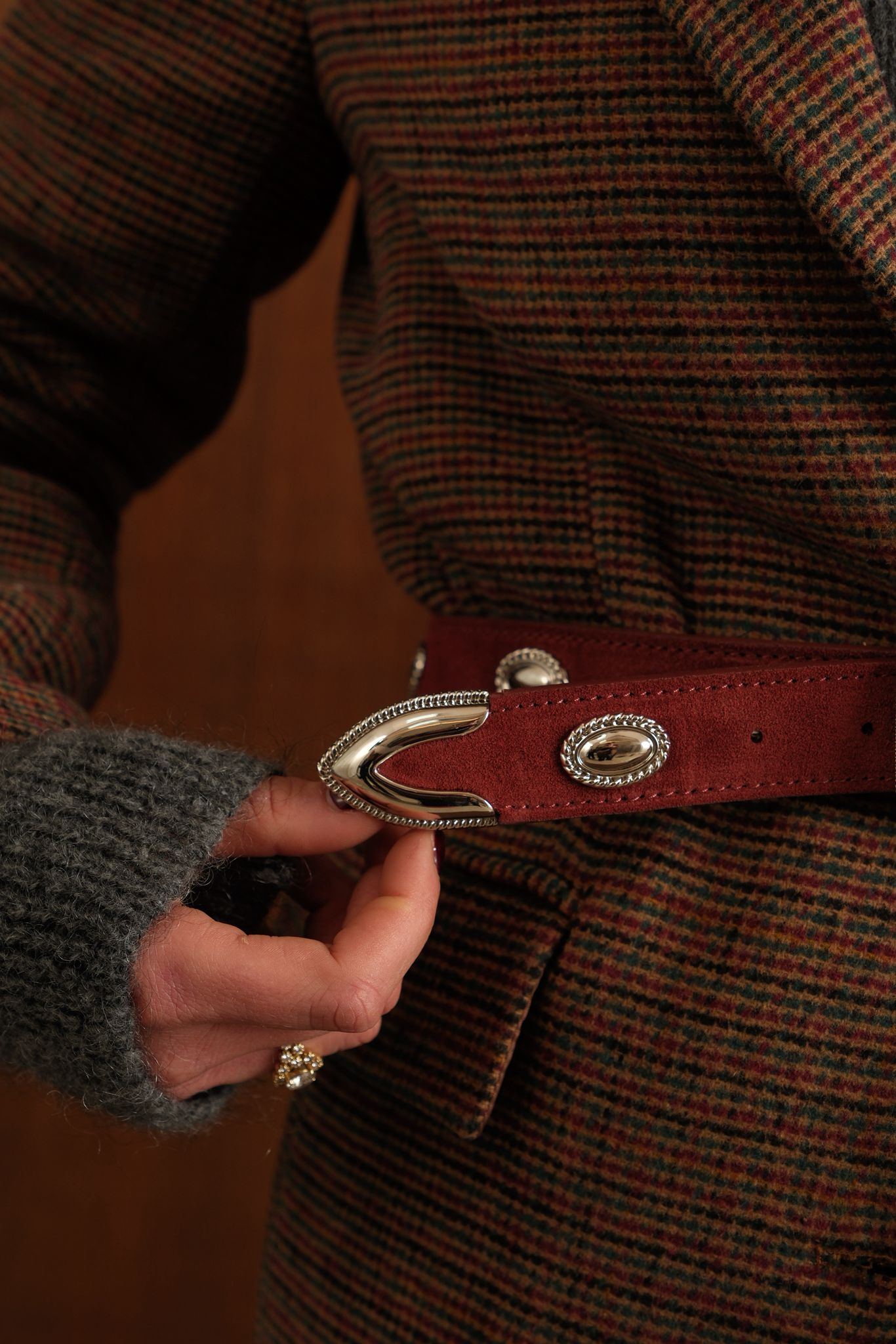 Ceinture daim bordeaux