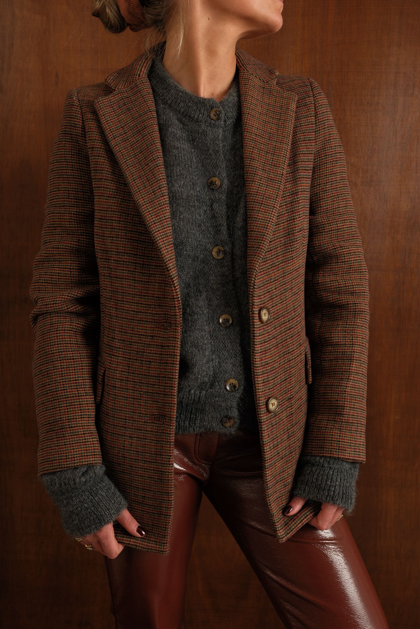 Blazer Gaspard carreaux marron