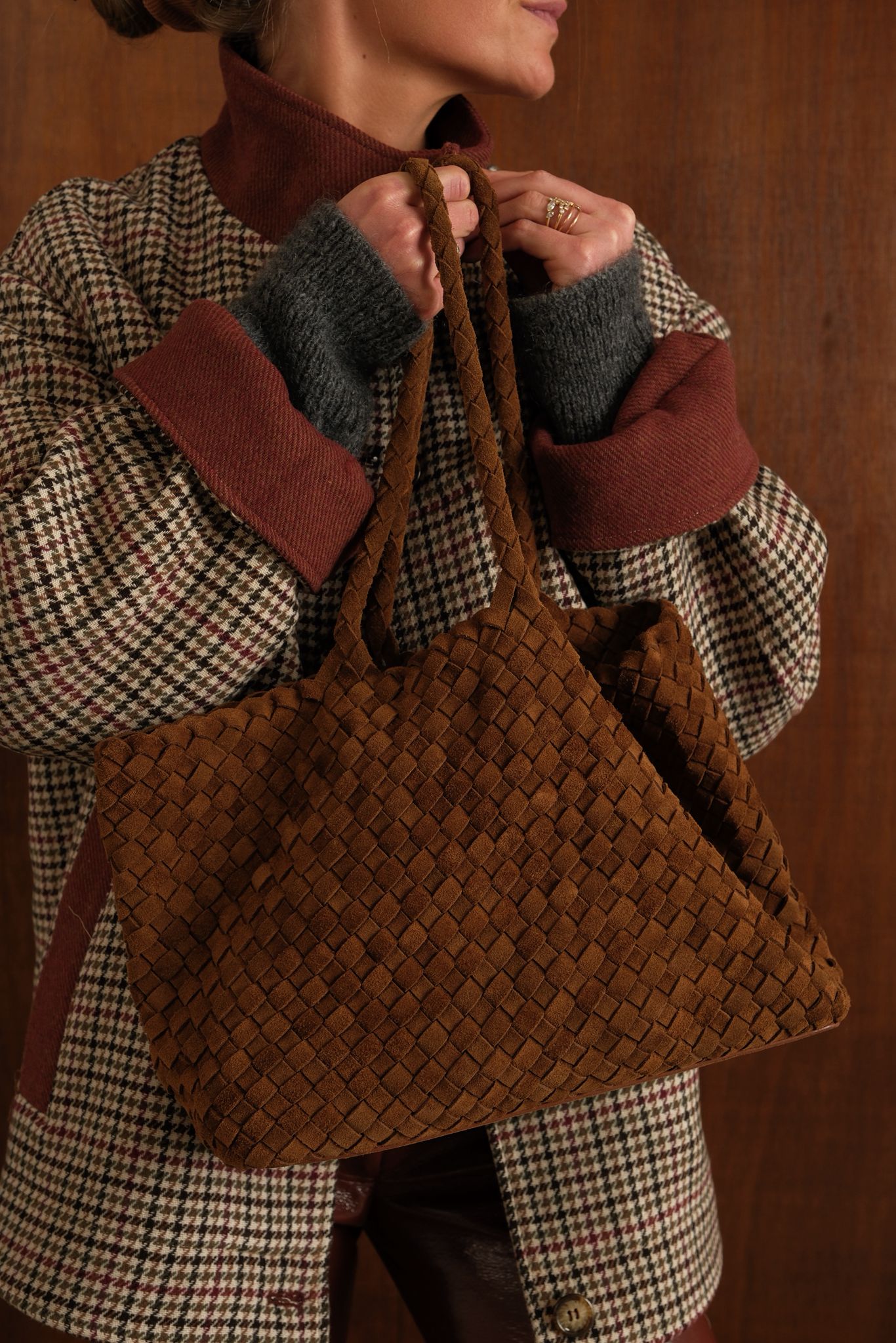 Sac maxi daim tissé camel