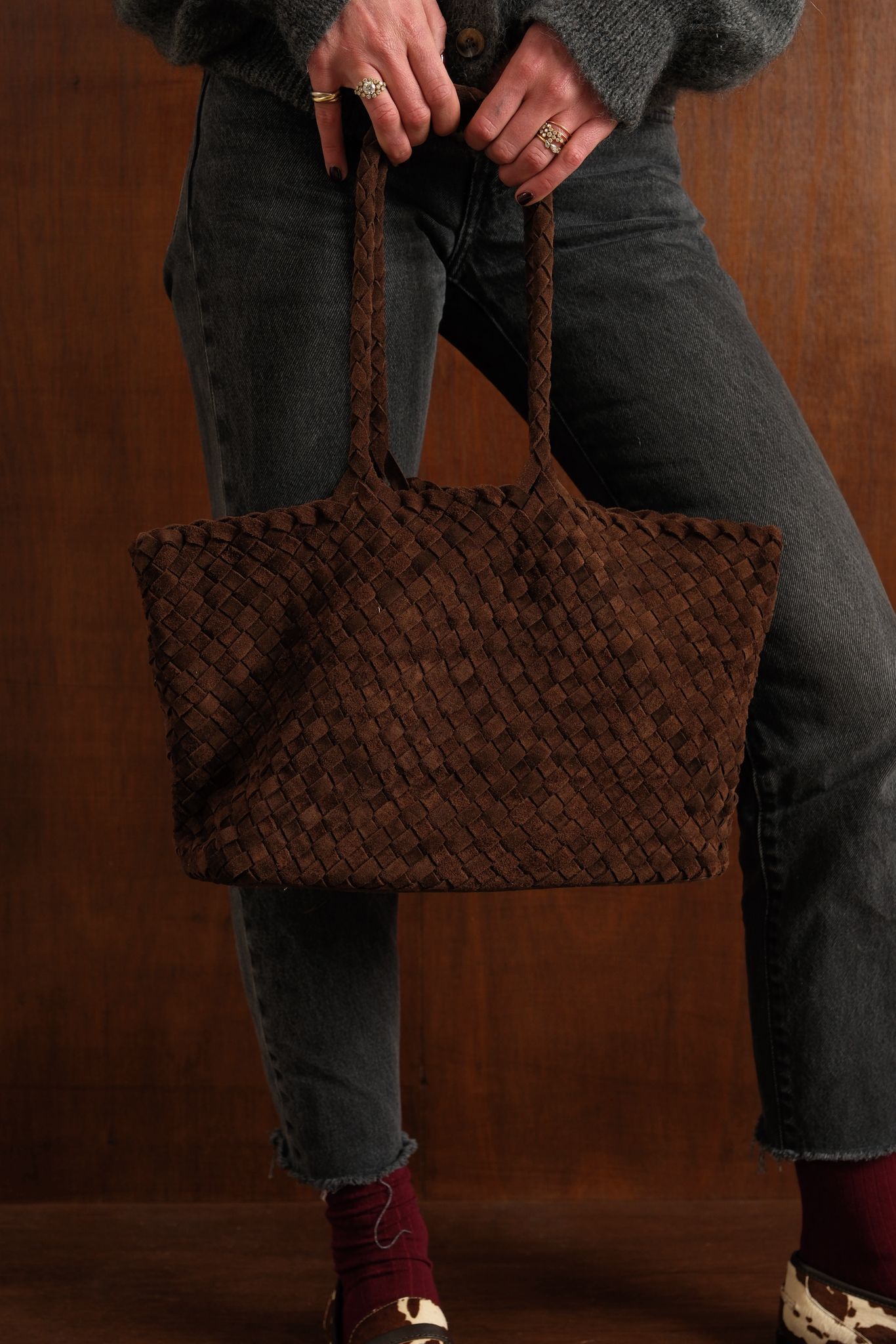 Sac maxi daim tissé chocolat