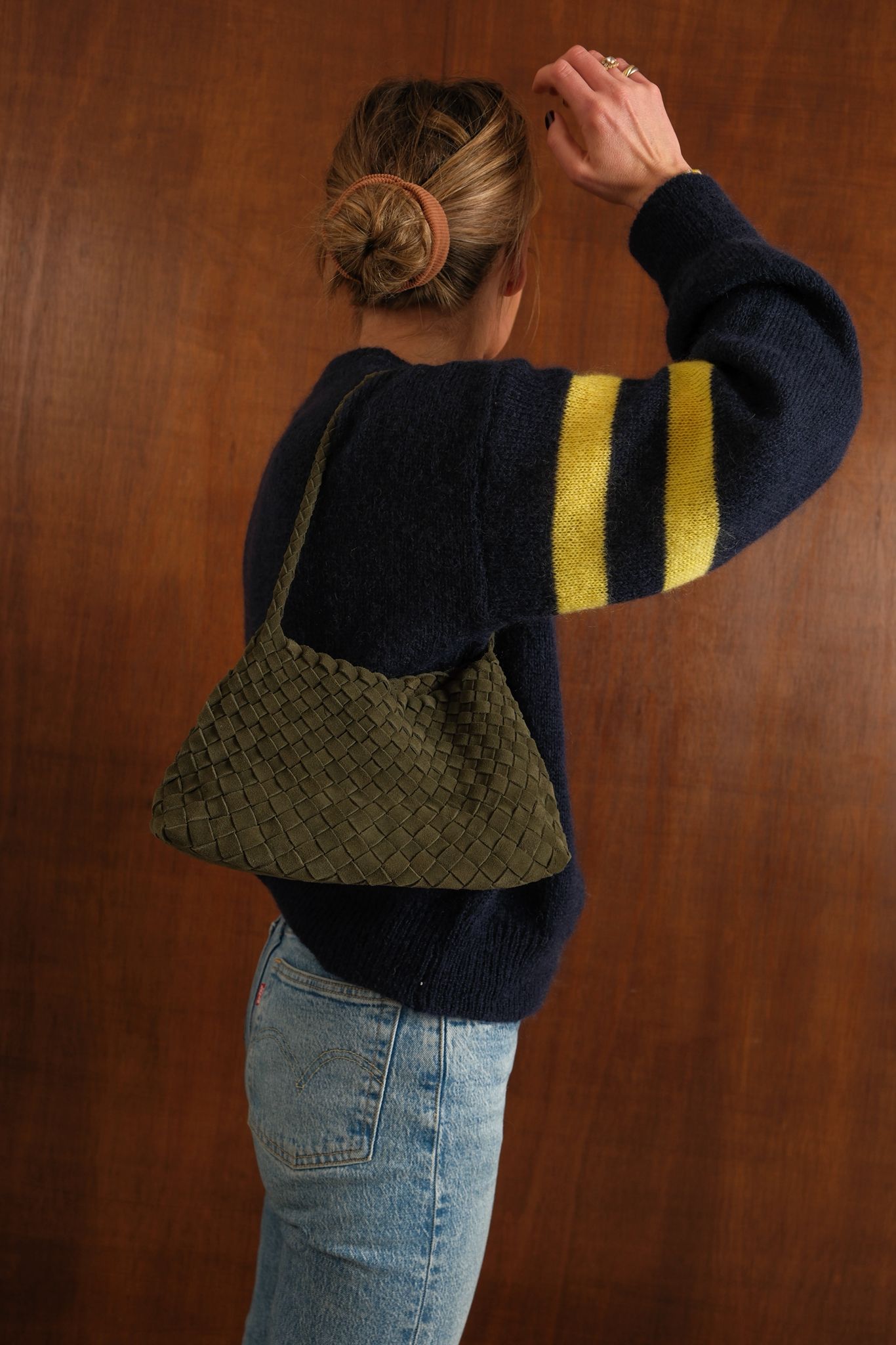 Sac mini daim tissé kaki