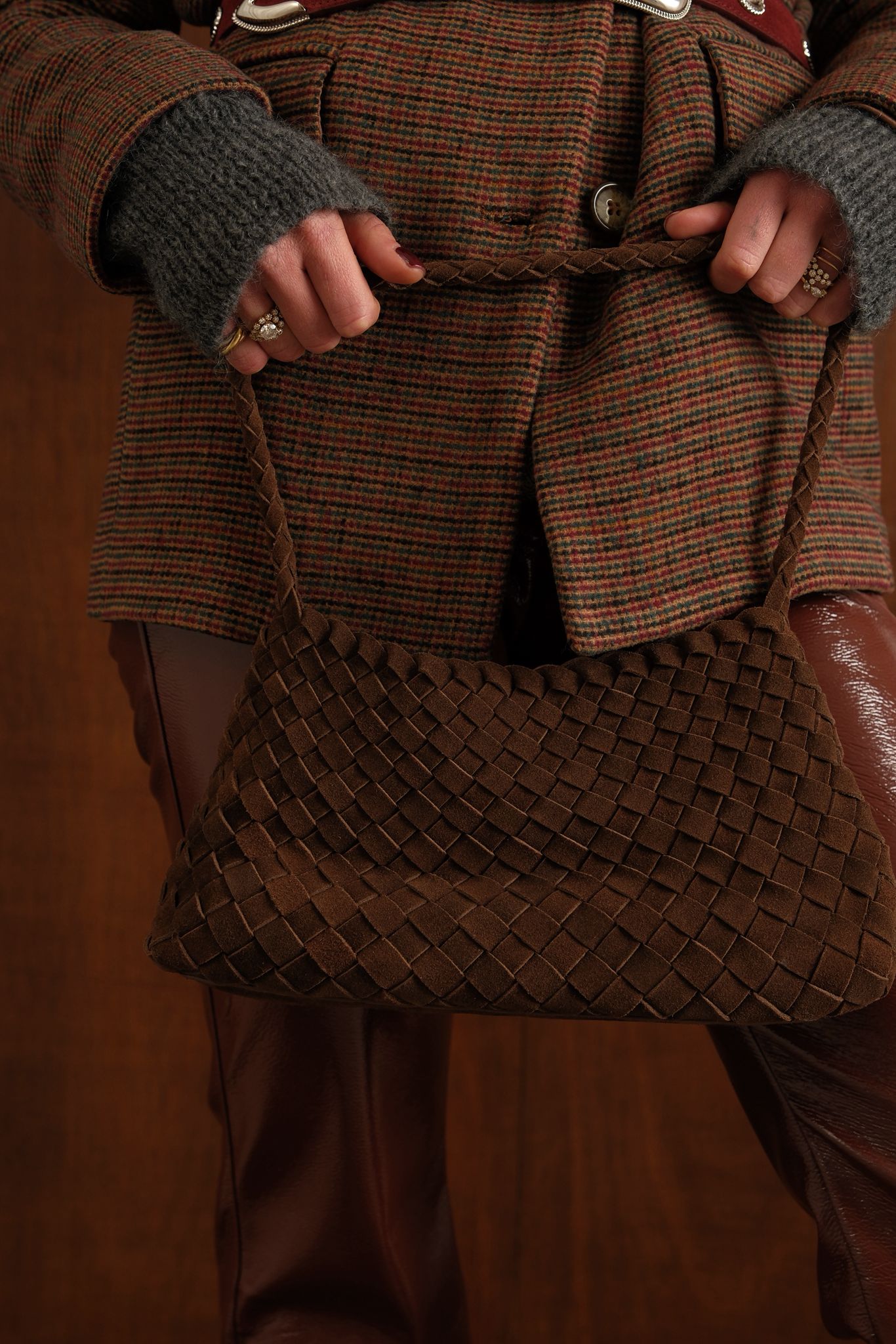 Sac mini daim tissé chocolat