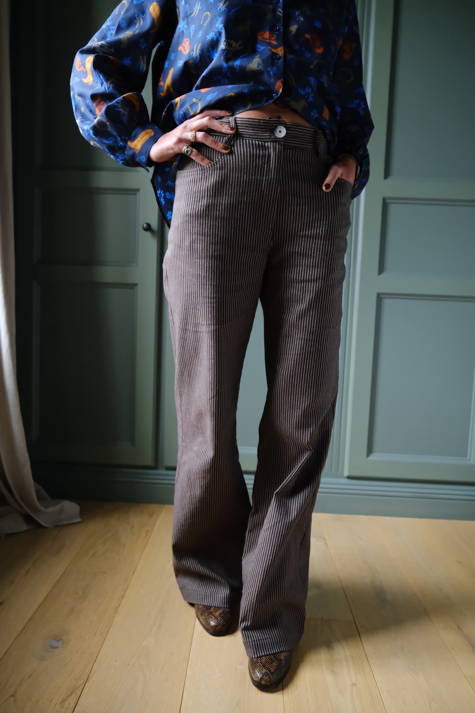 Pantalon VICTOR rayure marron