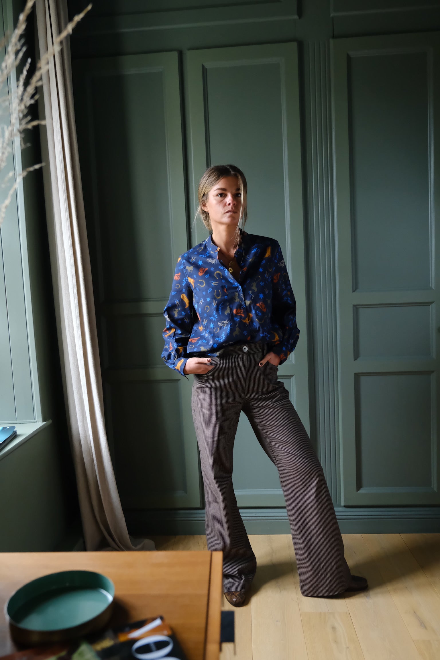 Pantalon VICTOR rayure marron