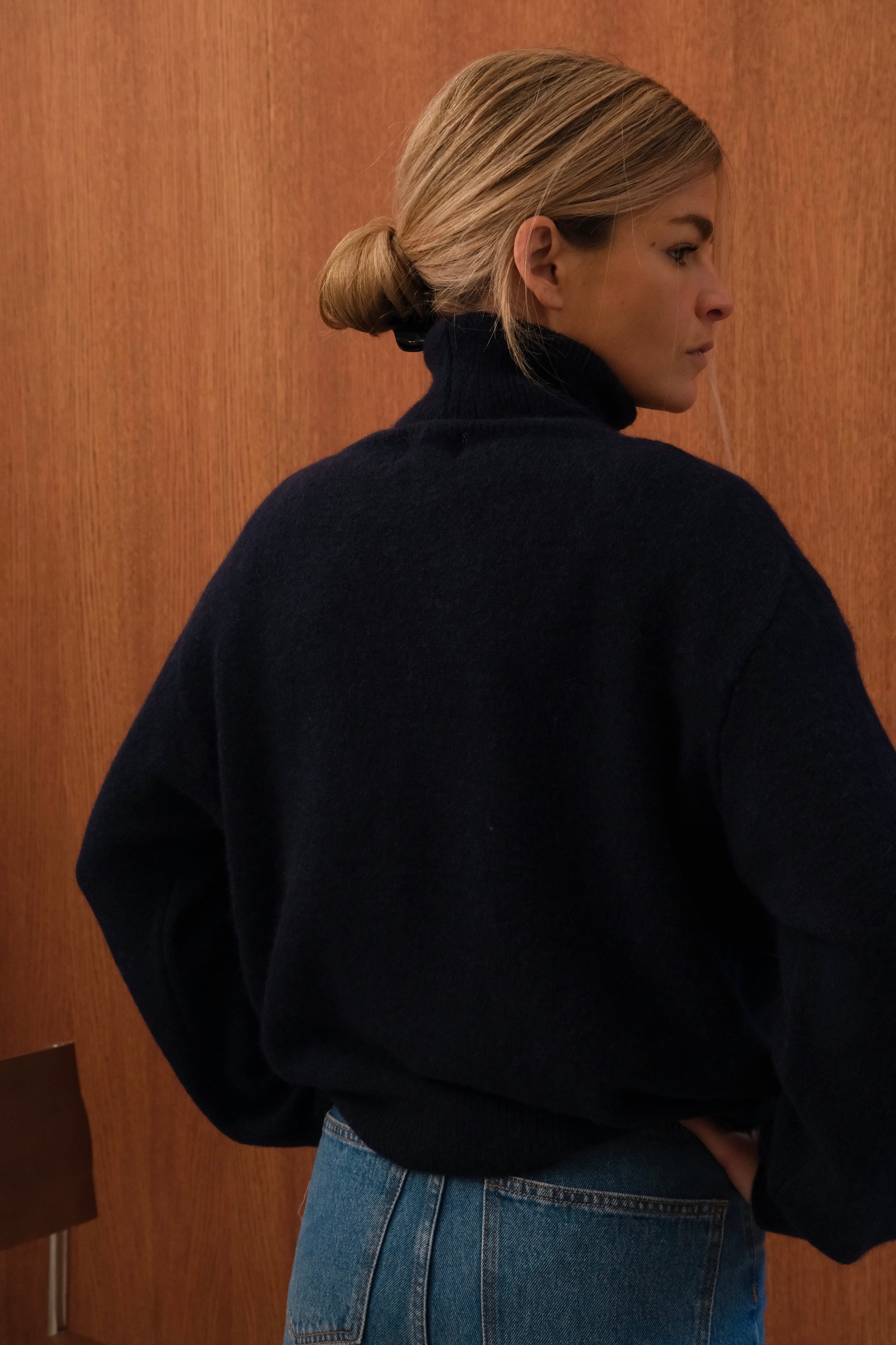 Pull Félix col roulé marine