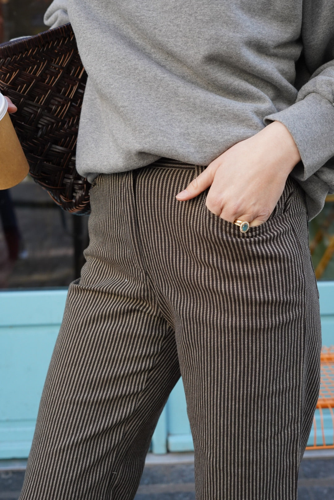 Pantalon VICTOR rayure marron