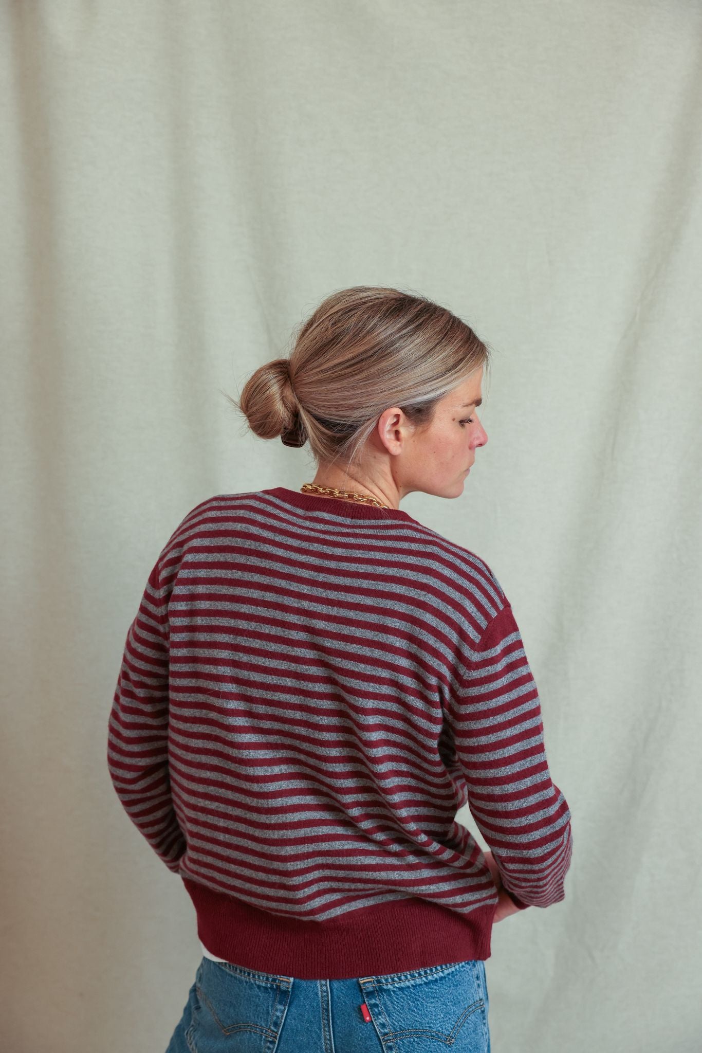 Gilet Henri rayé bordeaux/anthracite