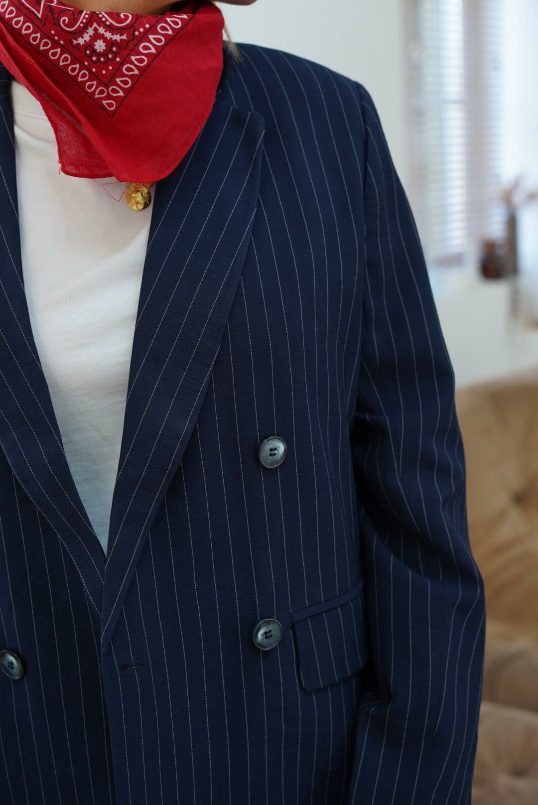 Blazer Valentin rayé marine