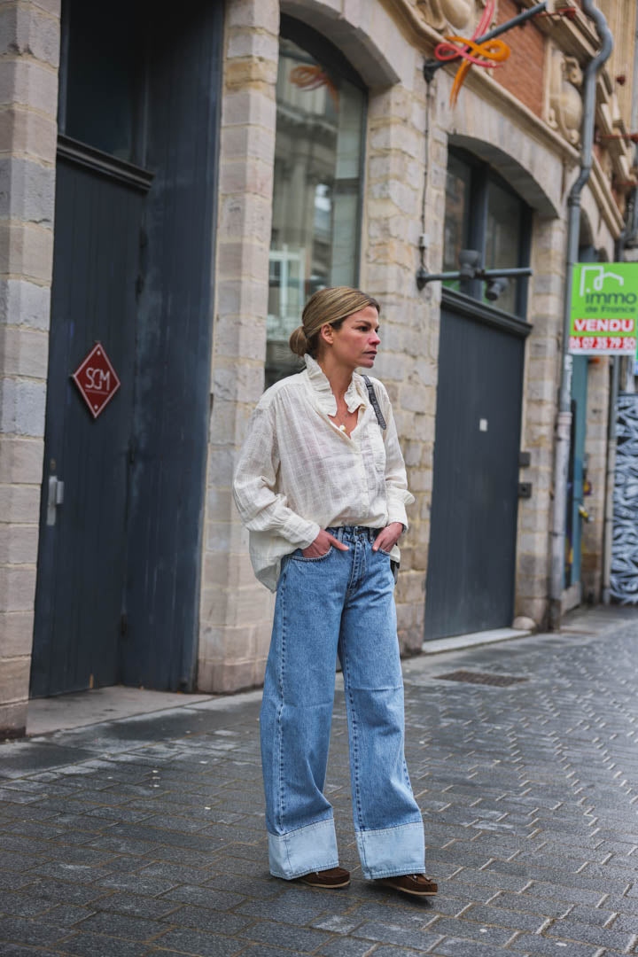 Aliénor ecru checked shirt