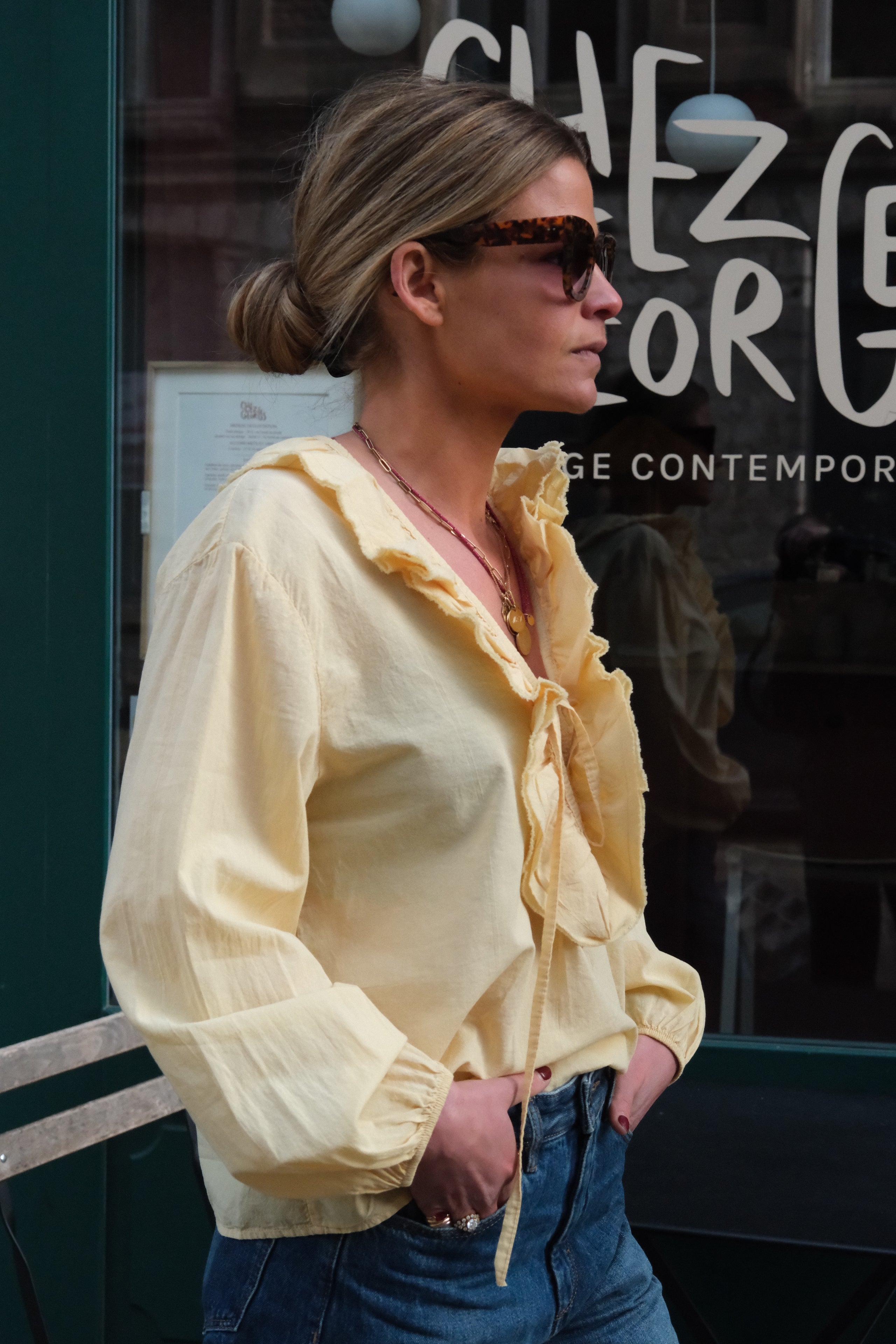 Blouse Sidonie encolure volanté jaune