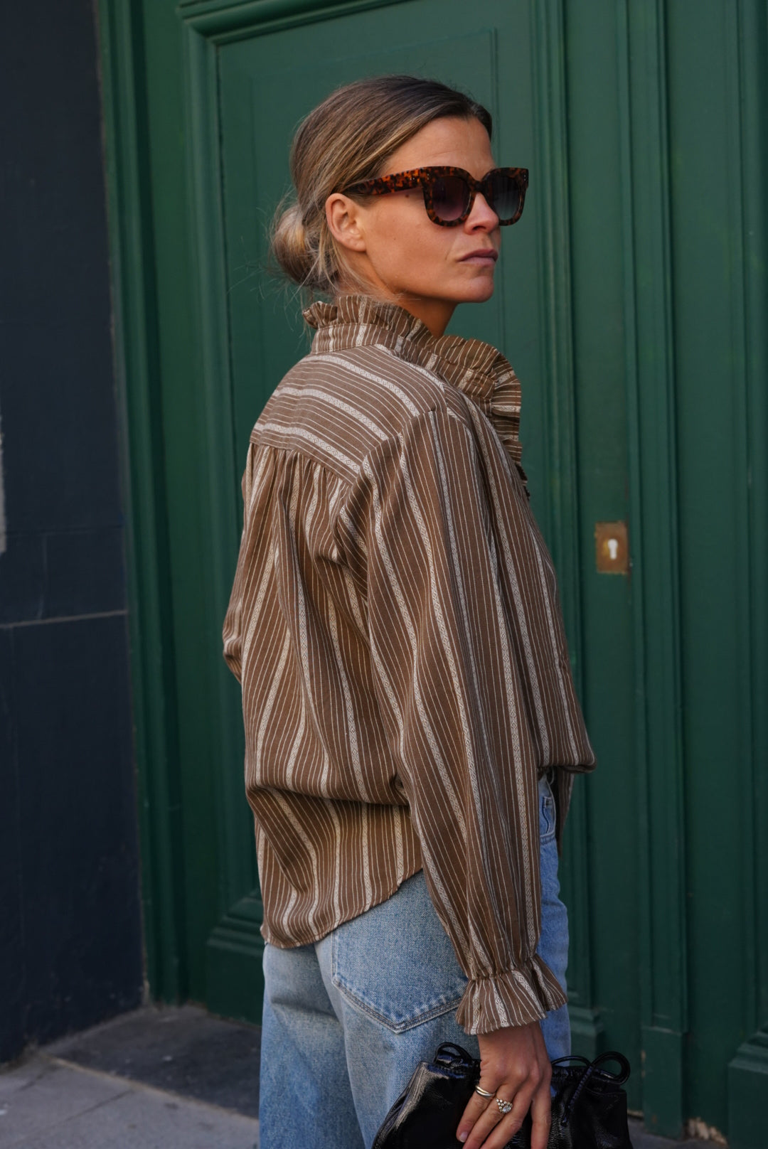 Blouse Sidonie rayure moka/écru