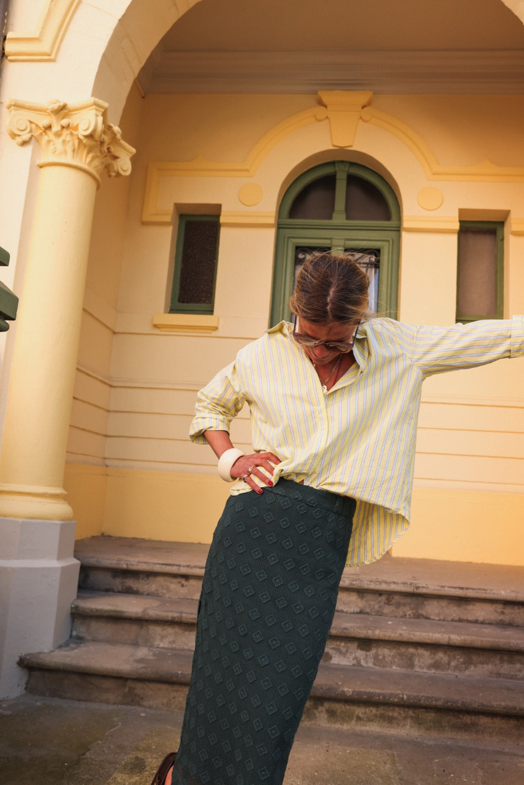 CELESTE bottle green skirt
