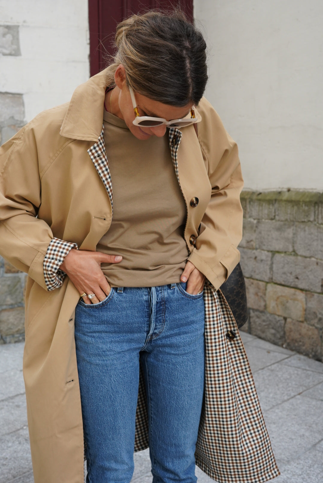 Trench Amaury réversible beige/vichy