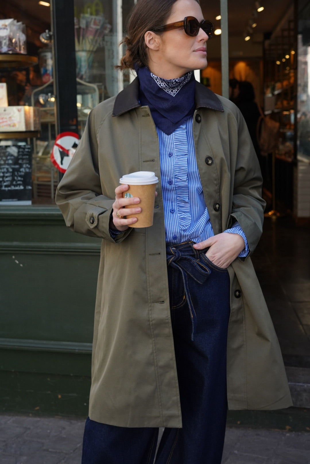 Veste Emma mi-longue kaki