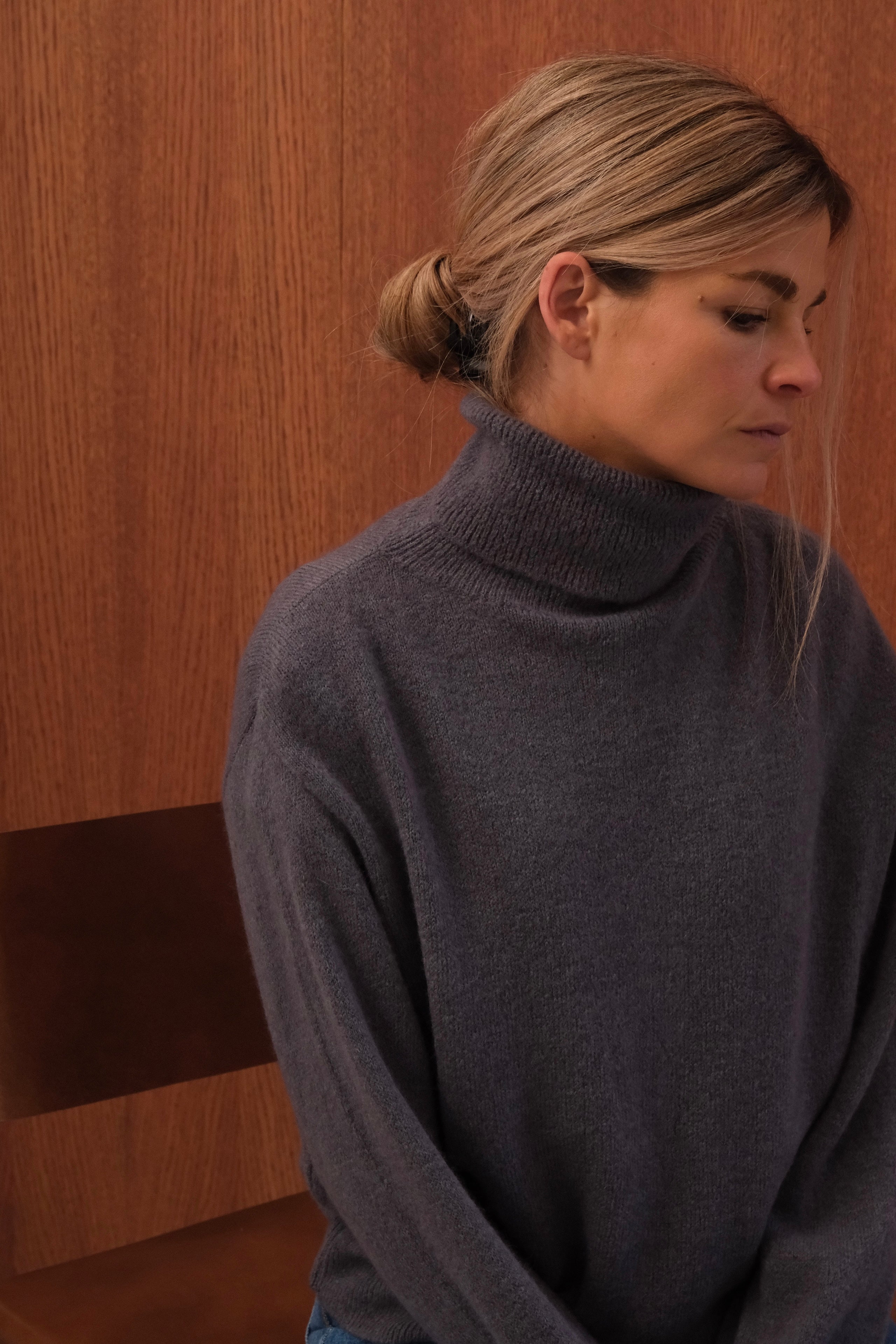 Pull Félix col roulé gris