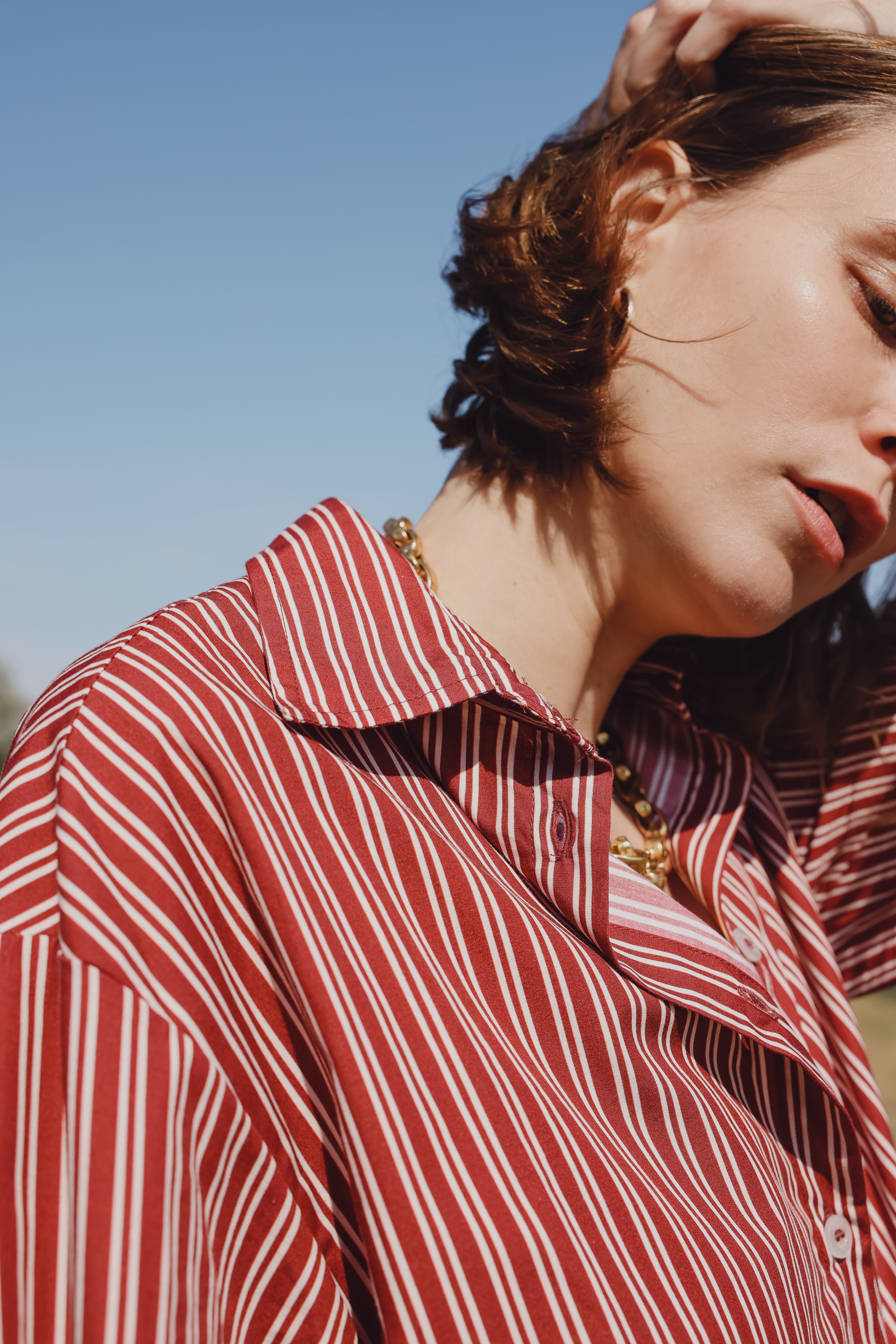 ALIX burgundy stripe shirt dress