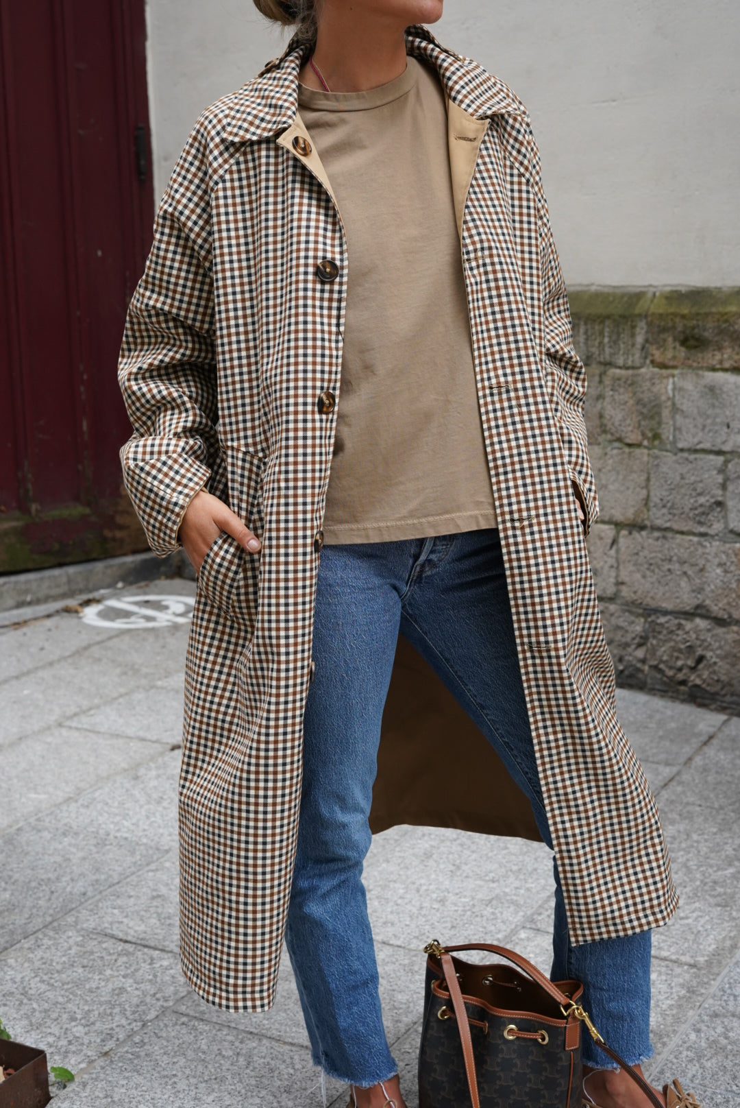 Trench Amaury réversible beige/vichy