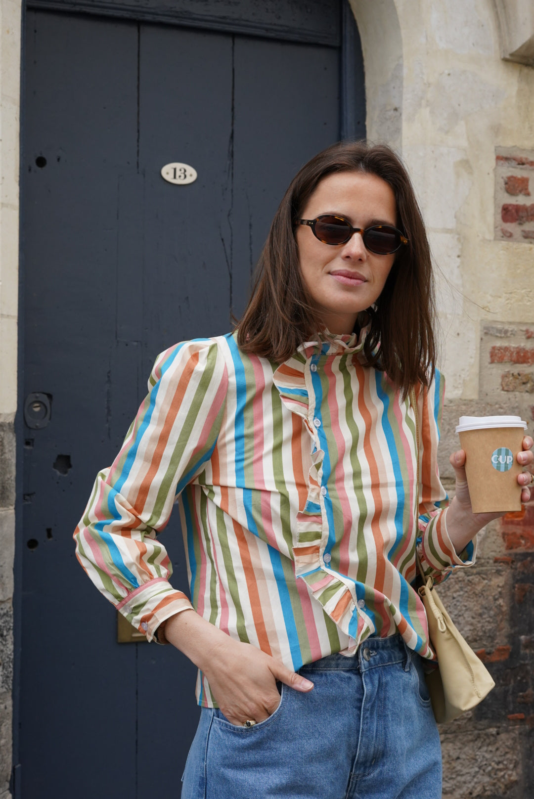 Chemise Marilou rayure multicolore bleu