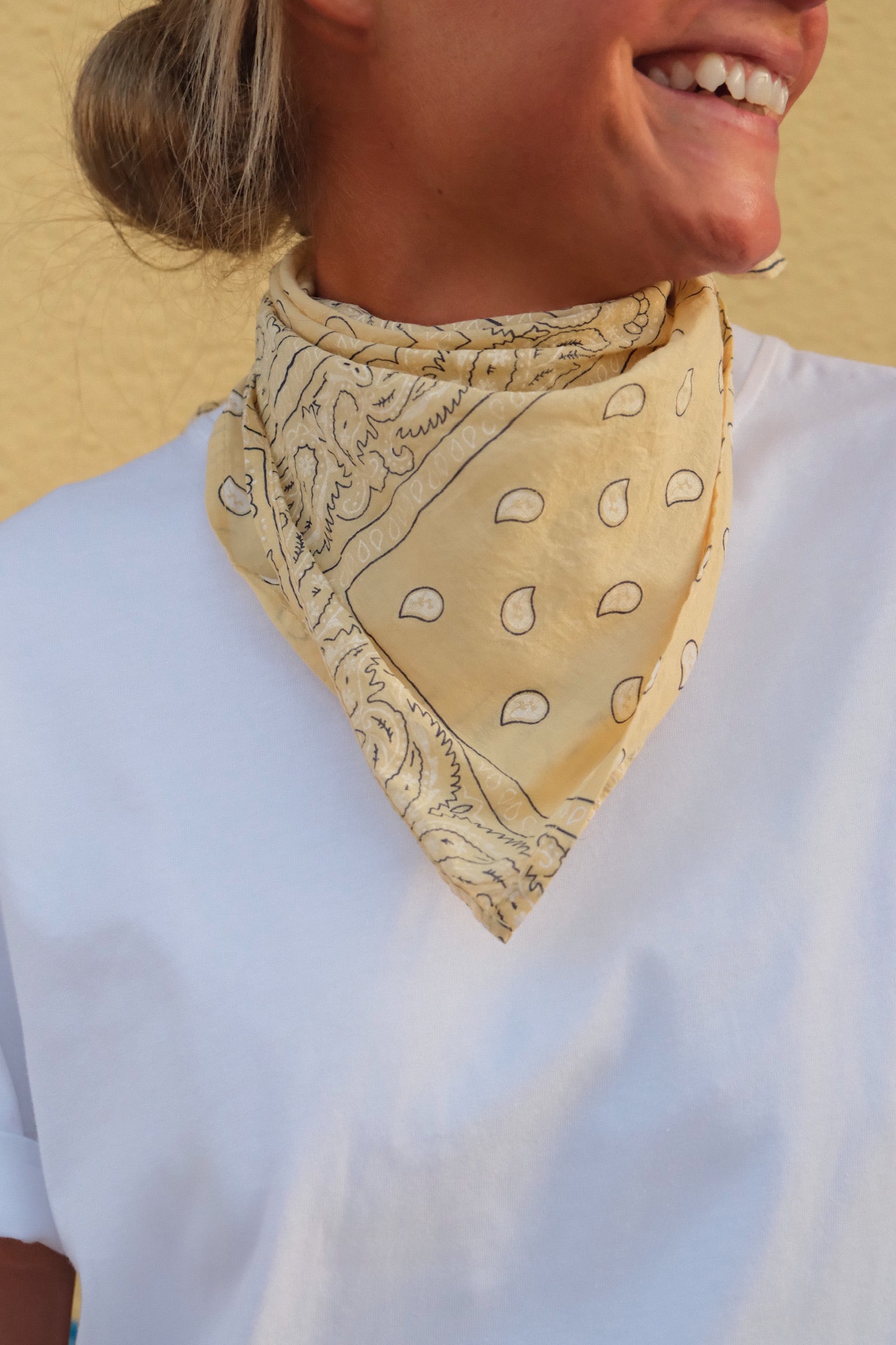 Light yellow bandana scarf