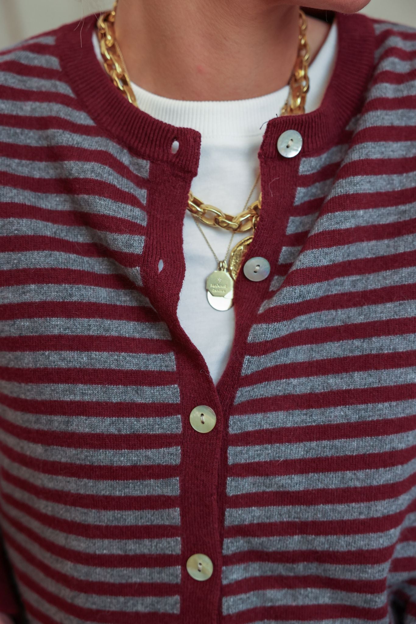 Gilet Henri rayé bordeaux/anthracite