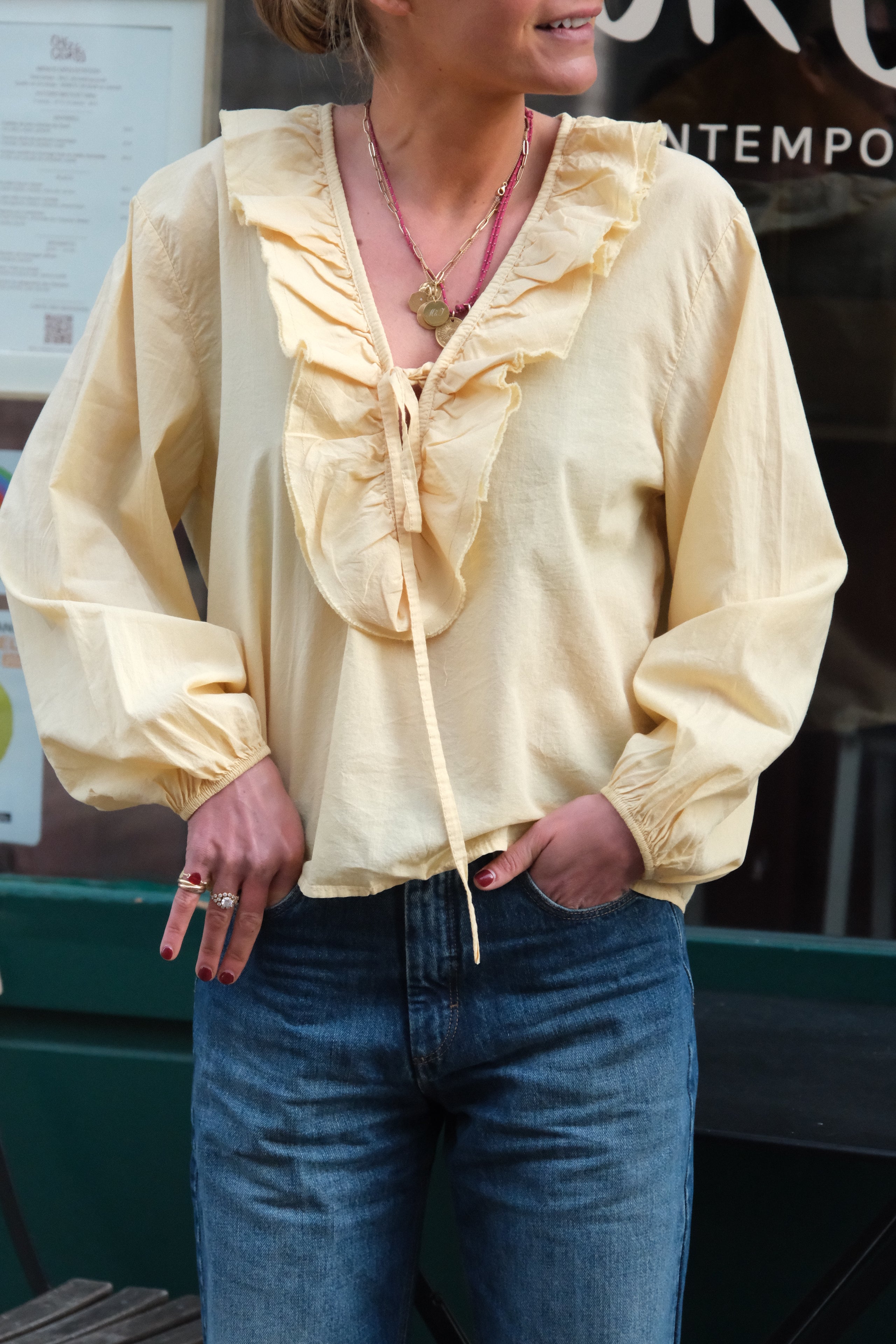 Blouse Sidonie encolure volanté jaune
