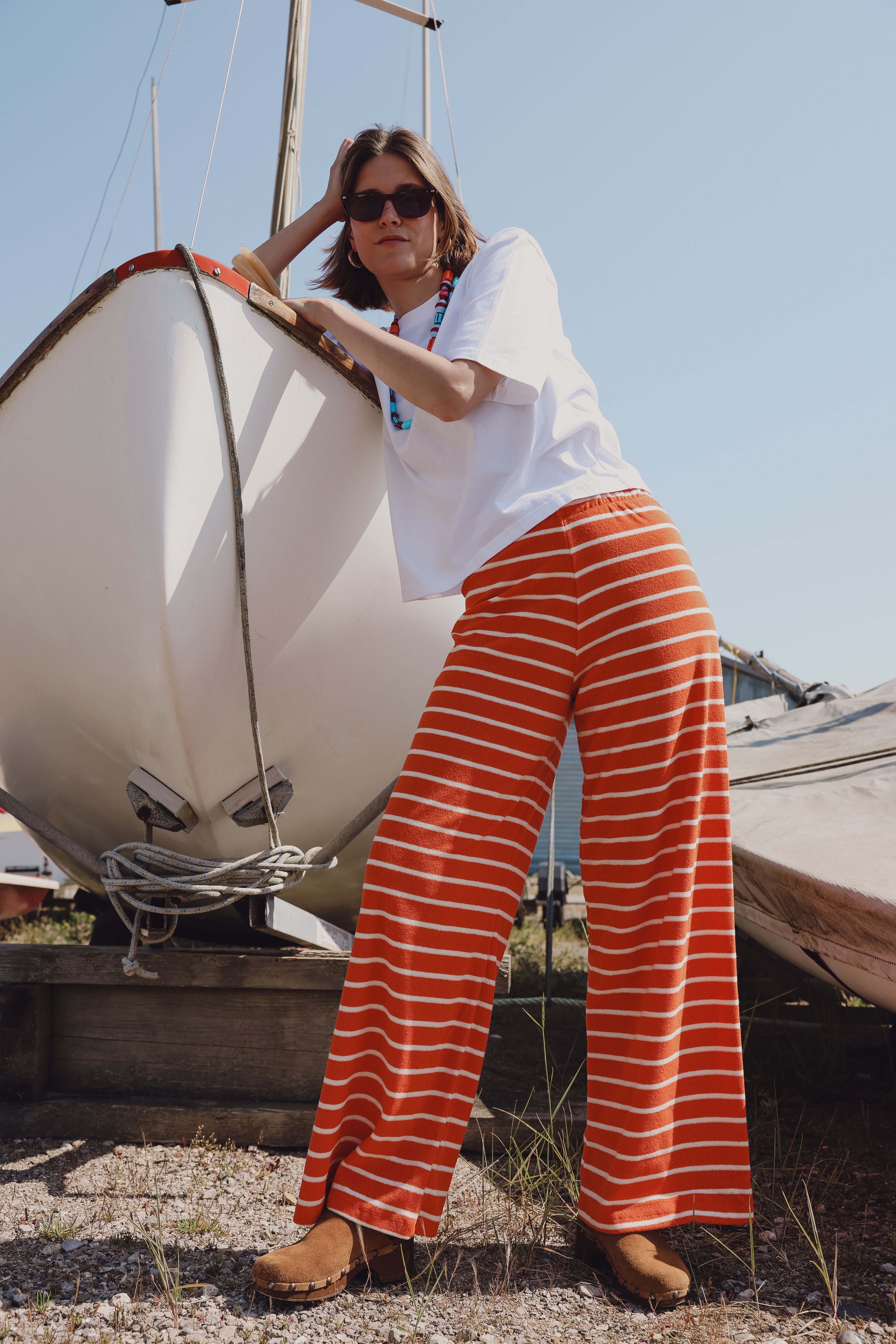 MARCUS orange terry cloth pants