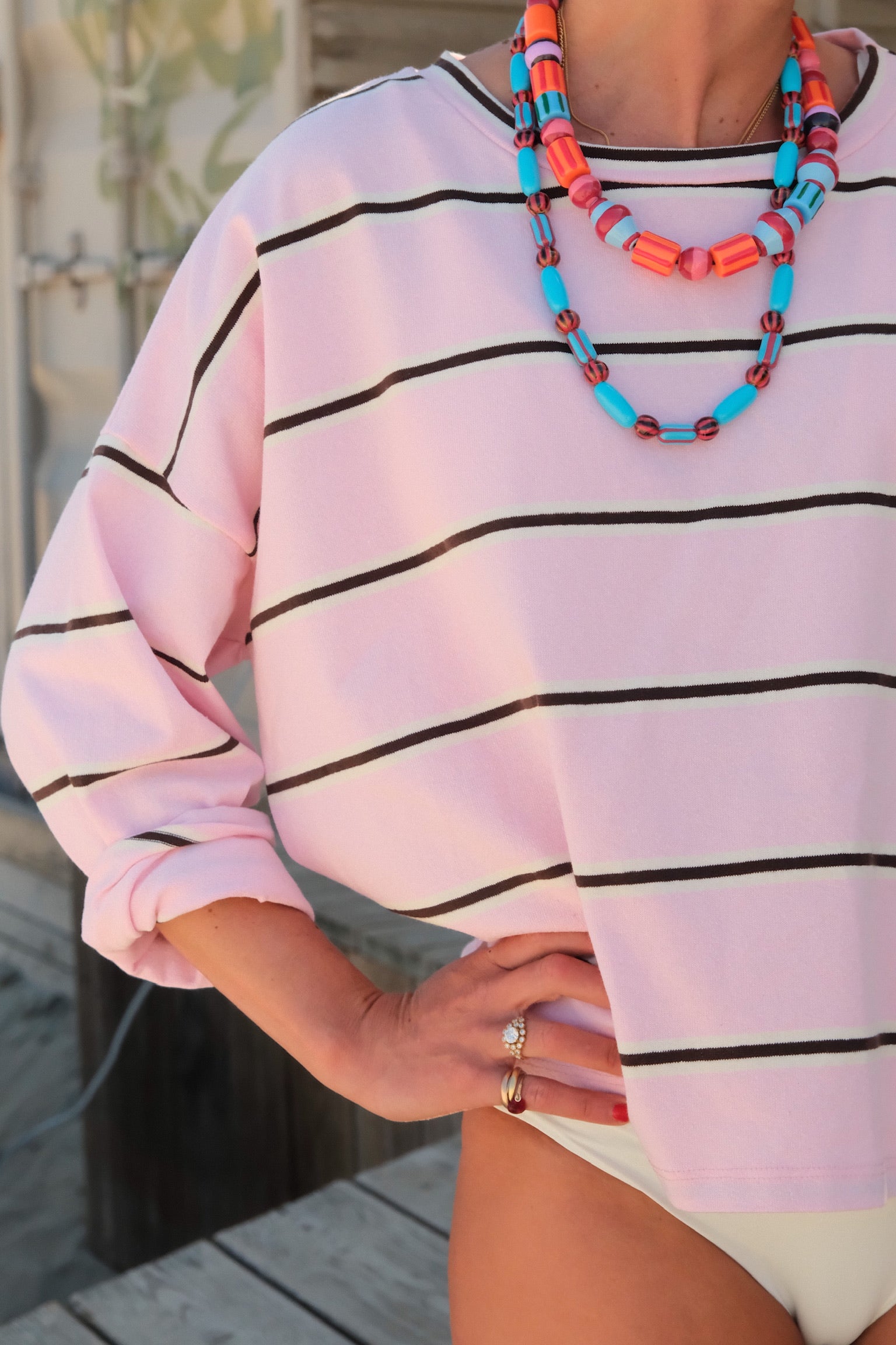 Eugène pale pink striped T-shirt