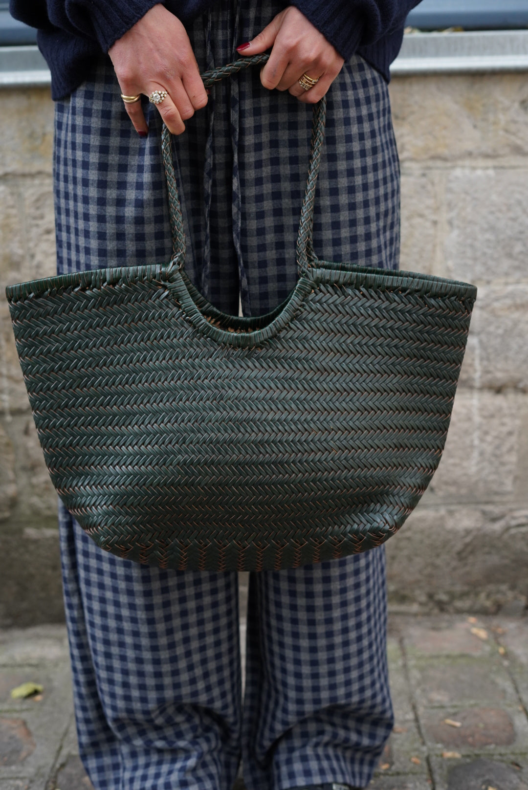 Sac tressé vert foncé