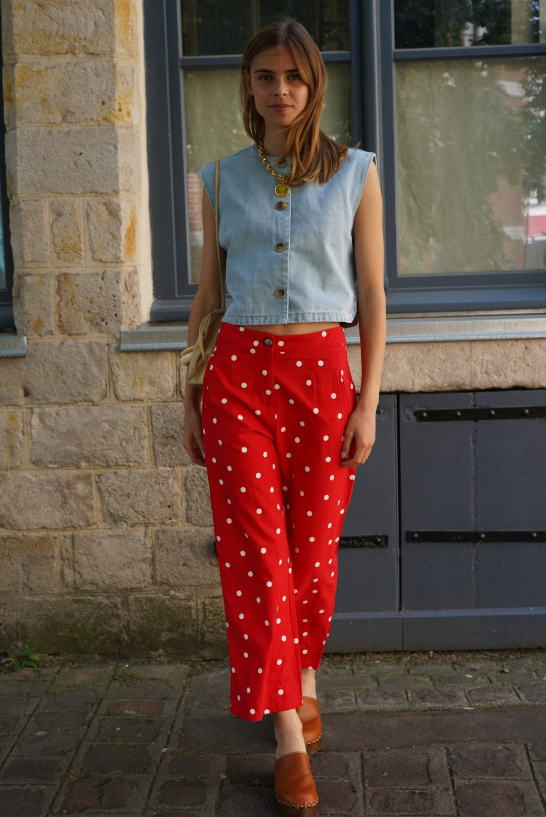 Pantalon Constant pois rouge